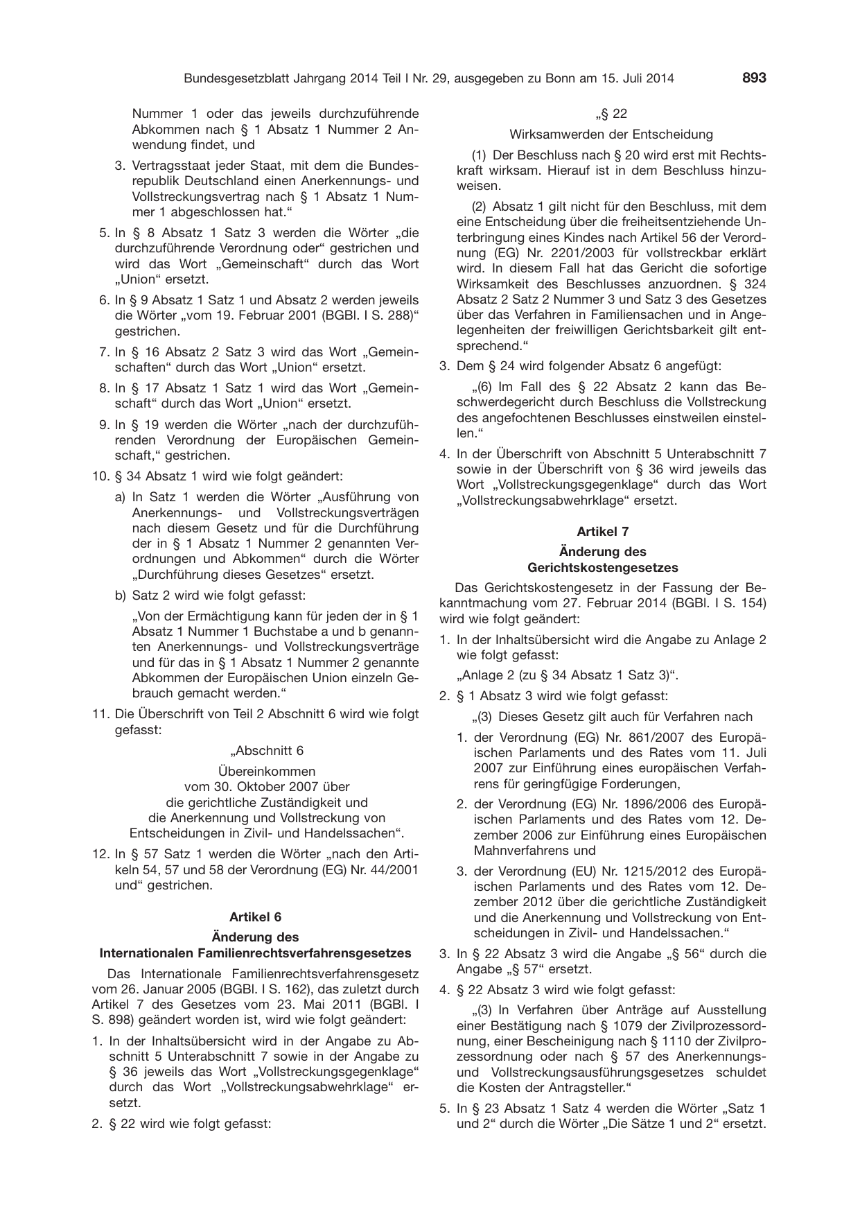 BGBl. 2014, Seite 893 — Originalseite als Abbildung