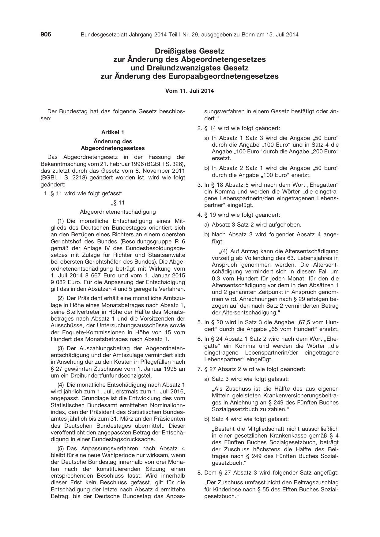 BGBl. 2014, Seite 906 — Originalseite als Abbildung