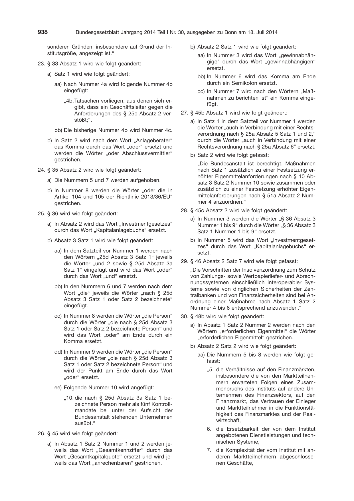 BGBl. 2014, Seite 938 — Originalseite als Abbildung