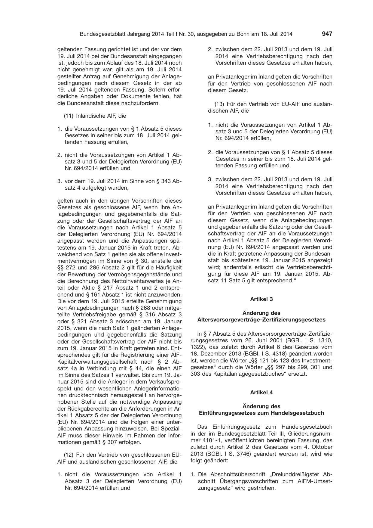 BGBl. 2014, Seite 947 — Originalseite als Abbildung
