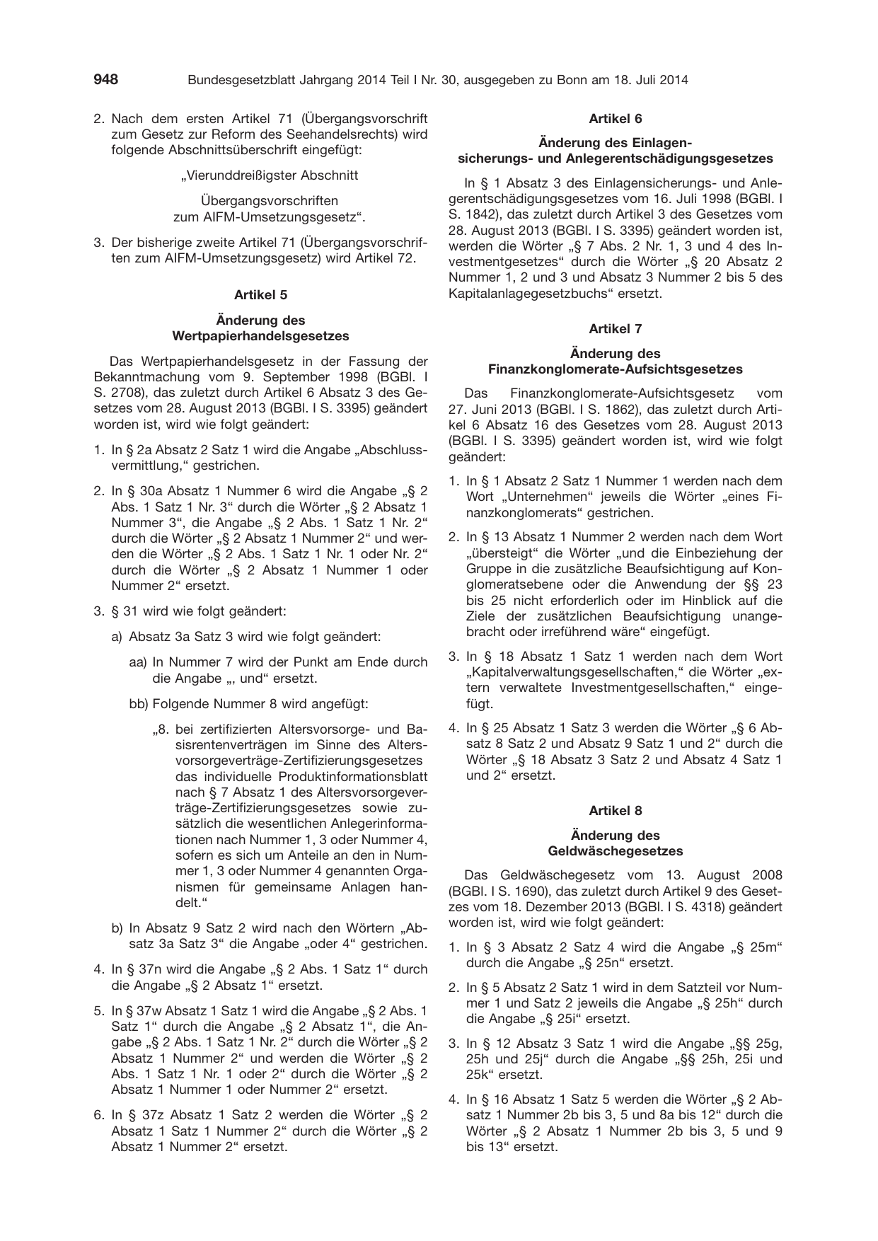 BGBl. 2014, Seite 948 — Originalseite als Abbildung