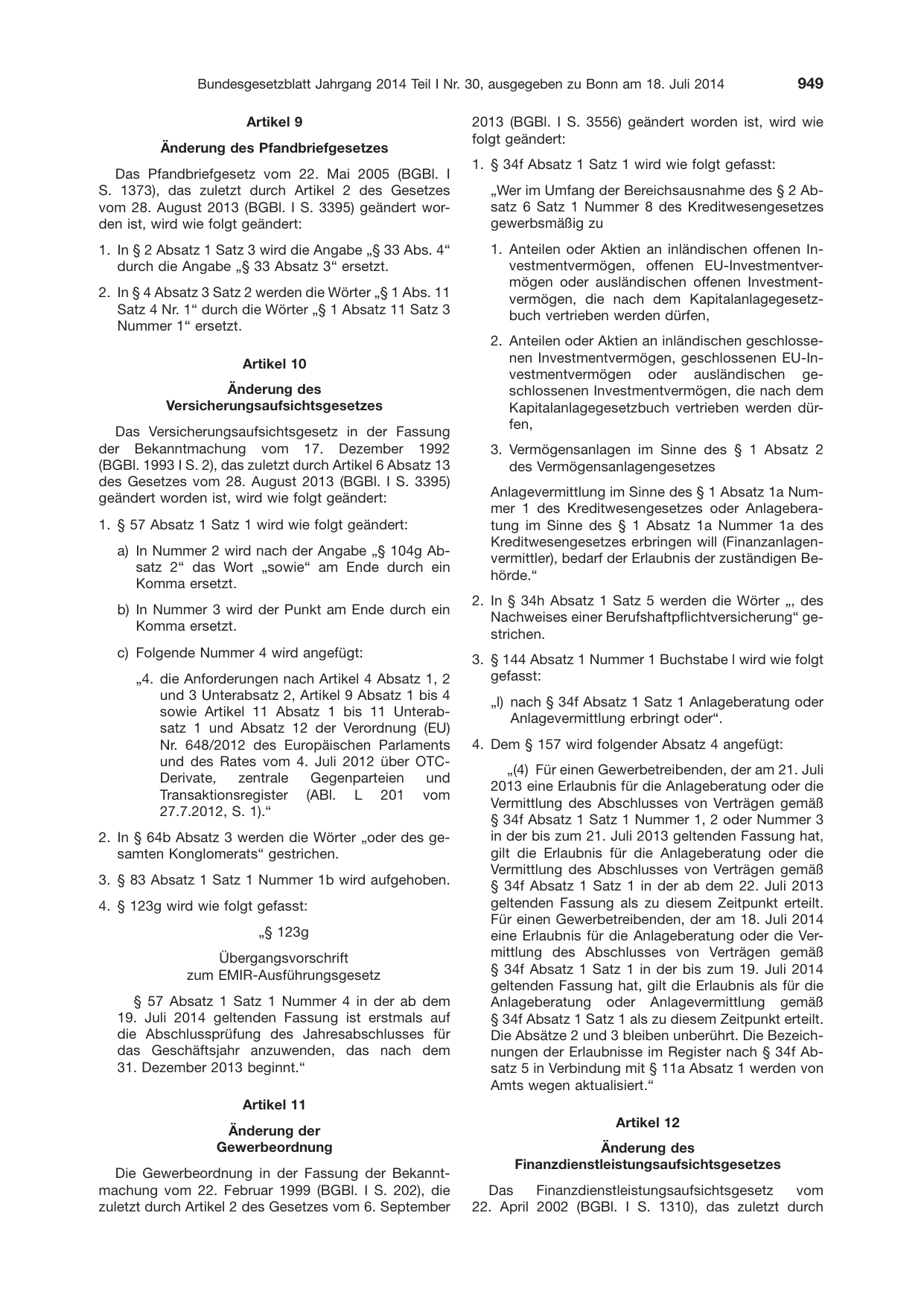 BGBl. 2014, Seite 949 — Originalseite als Abbildung