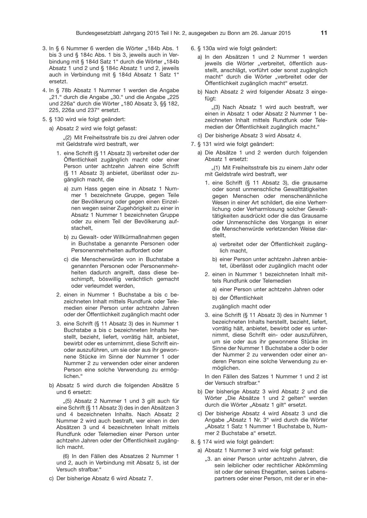 BGBl. 2015, Seite 11 — Originalseite als Abbildung