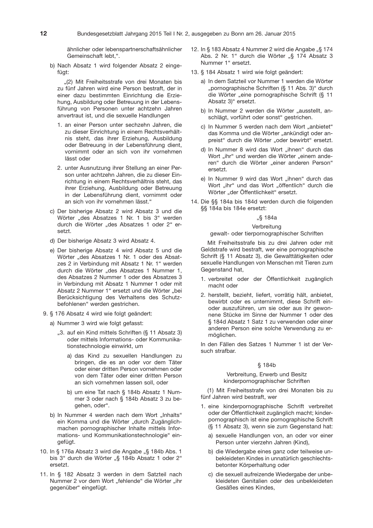 BGBl. 2015, Seite 12 — Originalseite als Abbildung