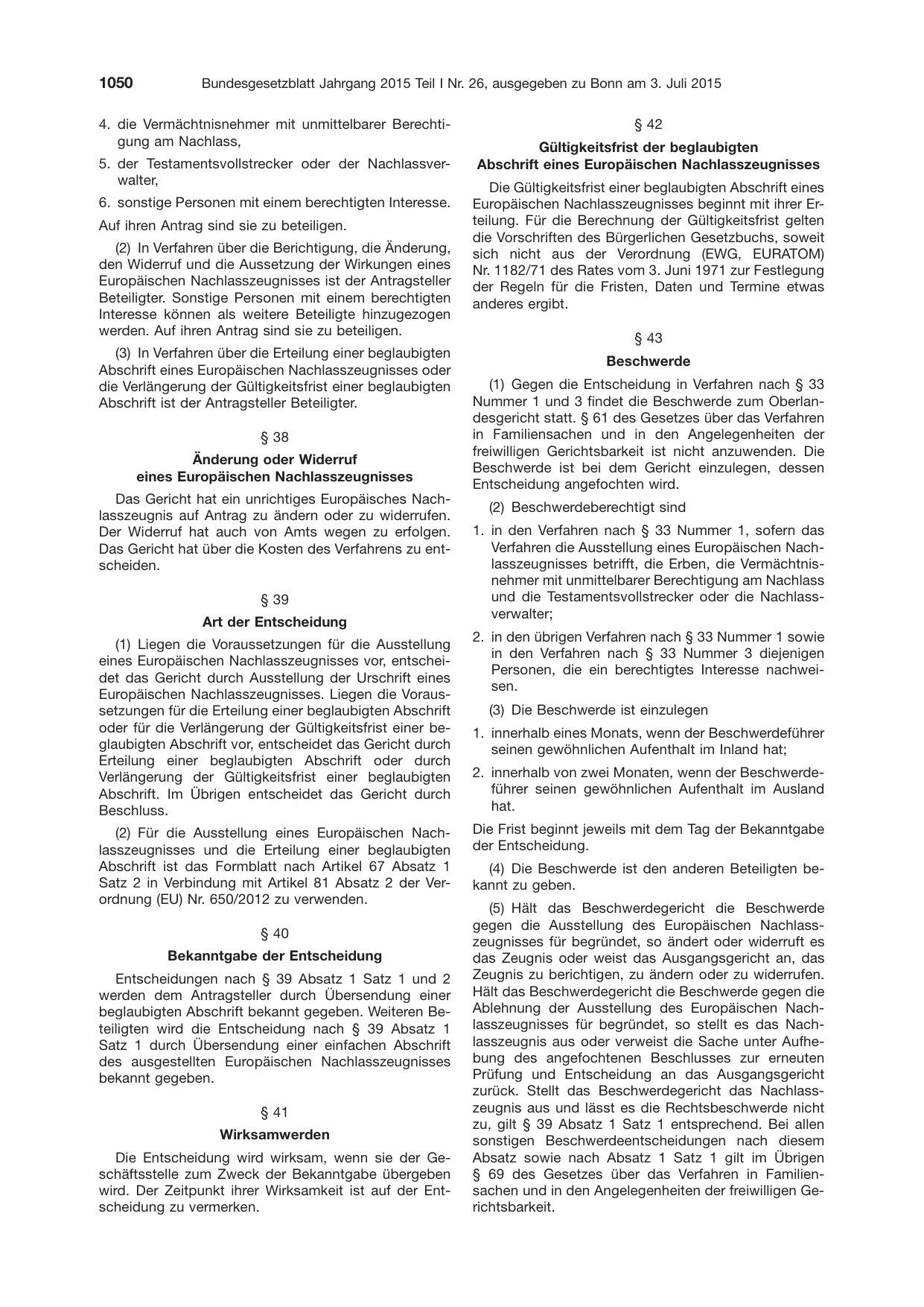 BGBl. 2015, Seite 1050 — Originalseite als Abbildung