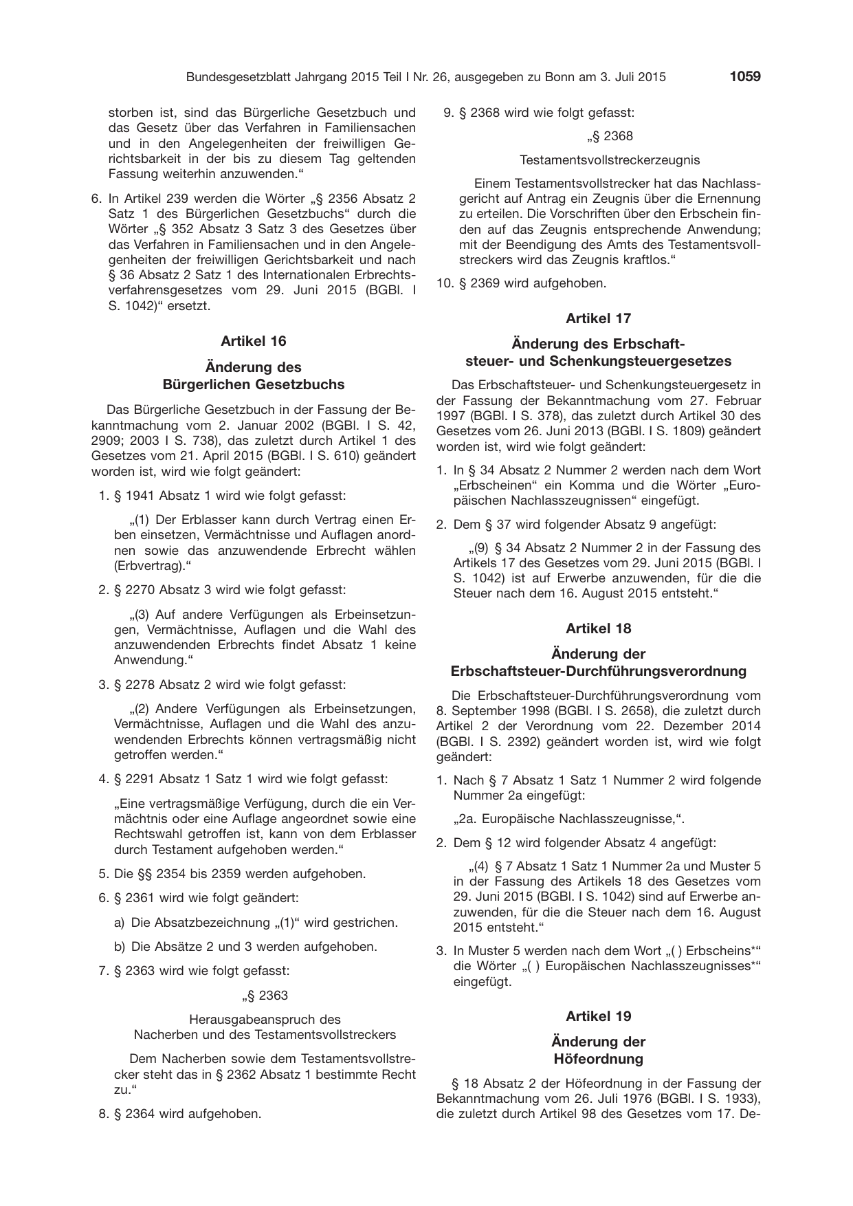 BGBl. 2015, Seite 1059 — Originalseite als Abbildung