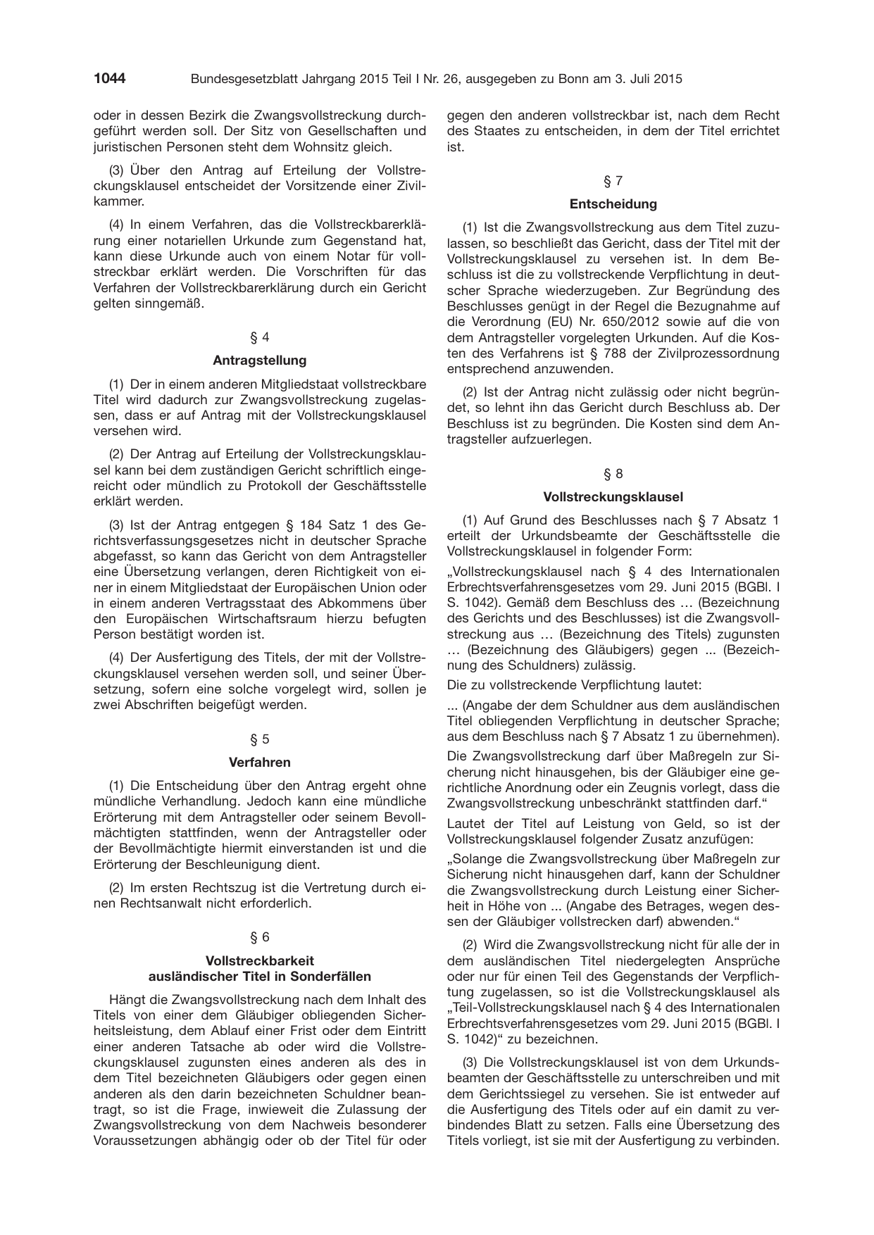 BGBl. 2015, Seite 1044 — Originalseite als Abbildung