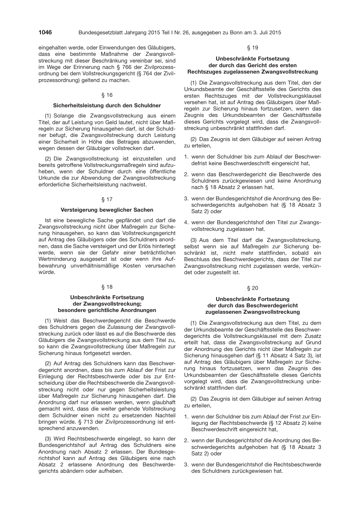 BGBl. 2015, Seite 1046 — Originalseite als Abbildung