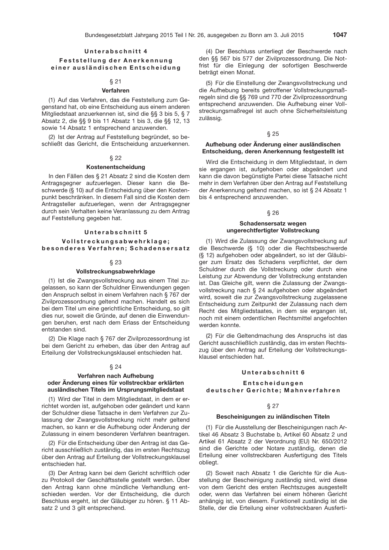 BGBl. 2015, Seite 1047 — Originalseite als Abbildung