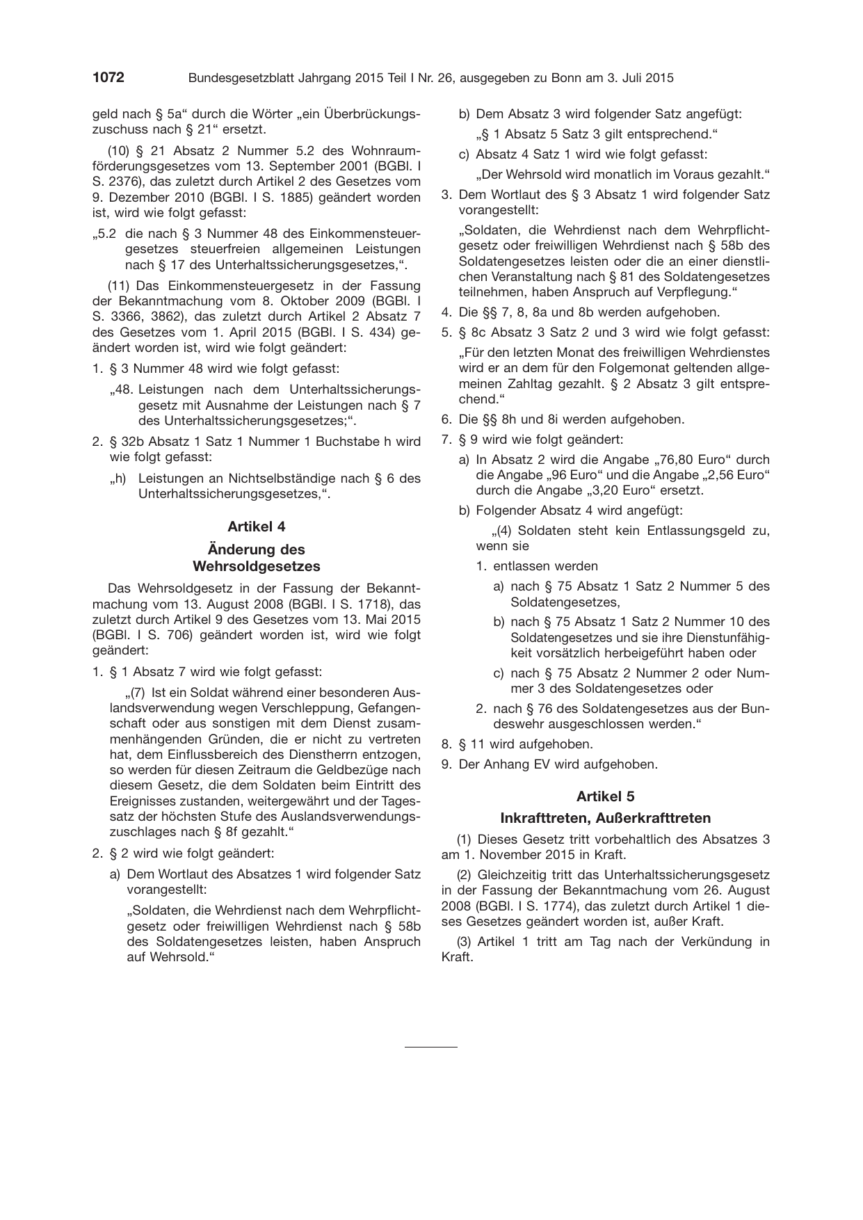 BGBl. 2015, Seite 1072 — Originalseite als Abbildung