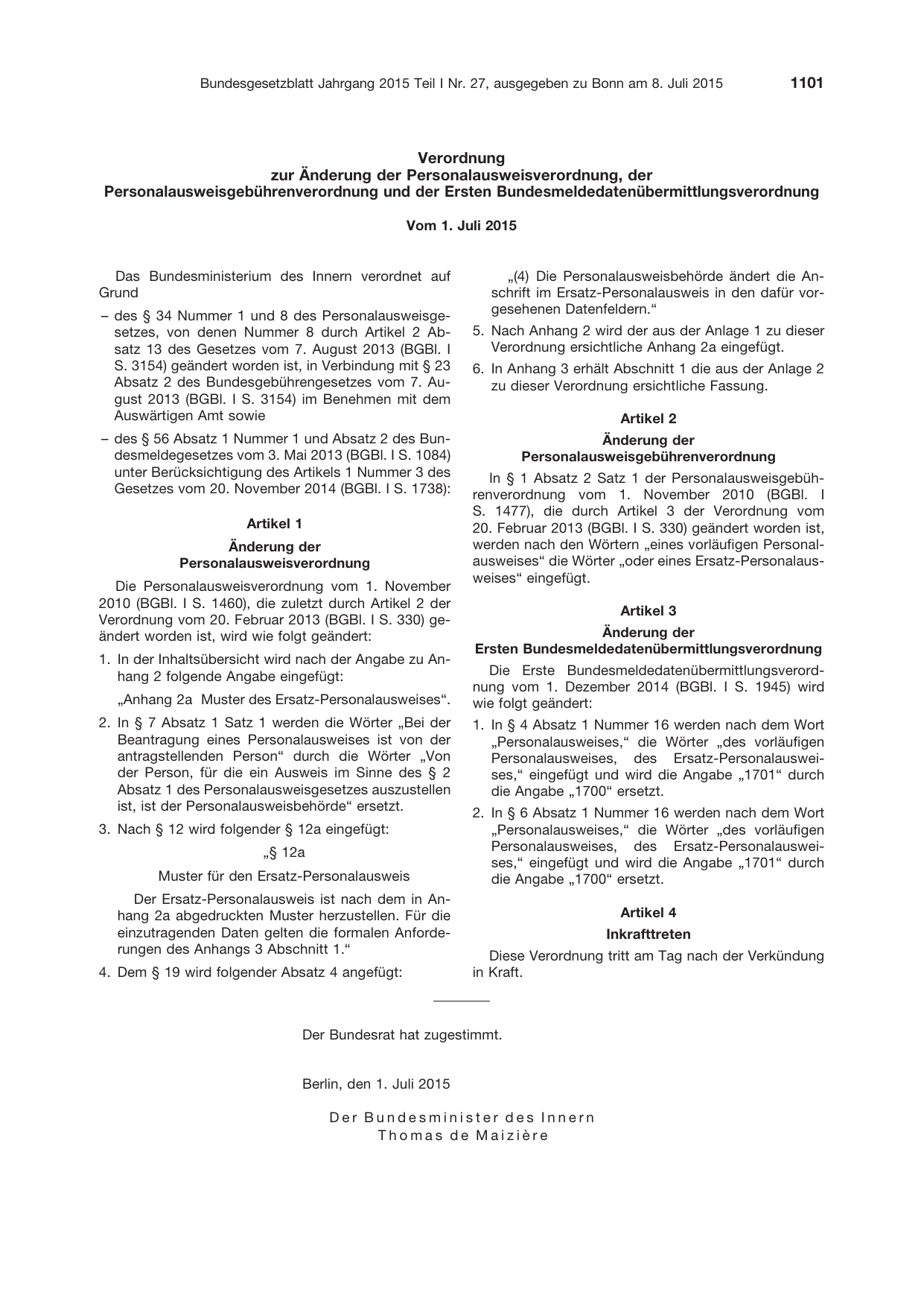 BGBl. 2015, Seite 1101 — Originalseite als Abbildung