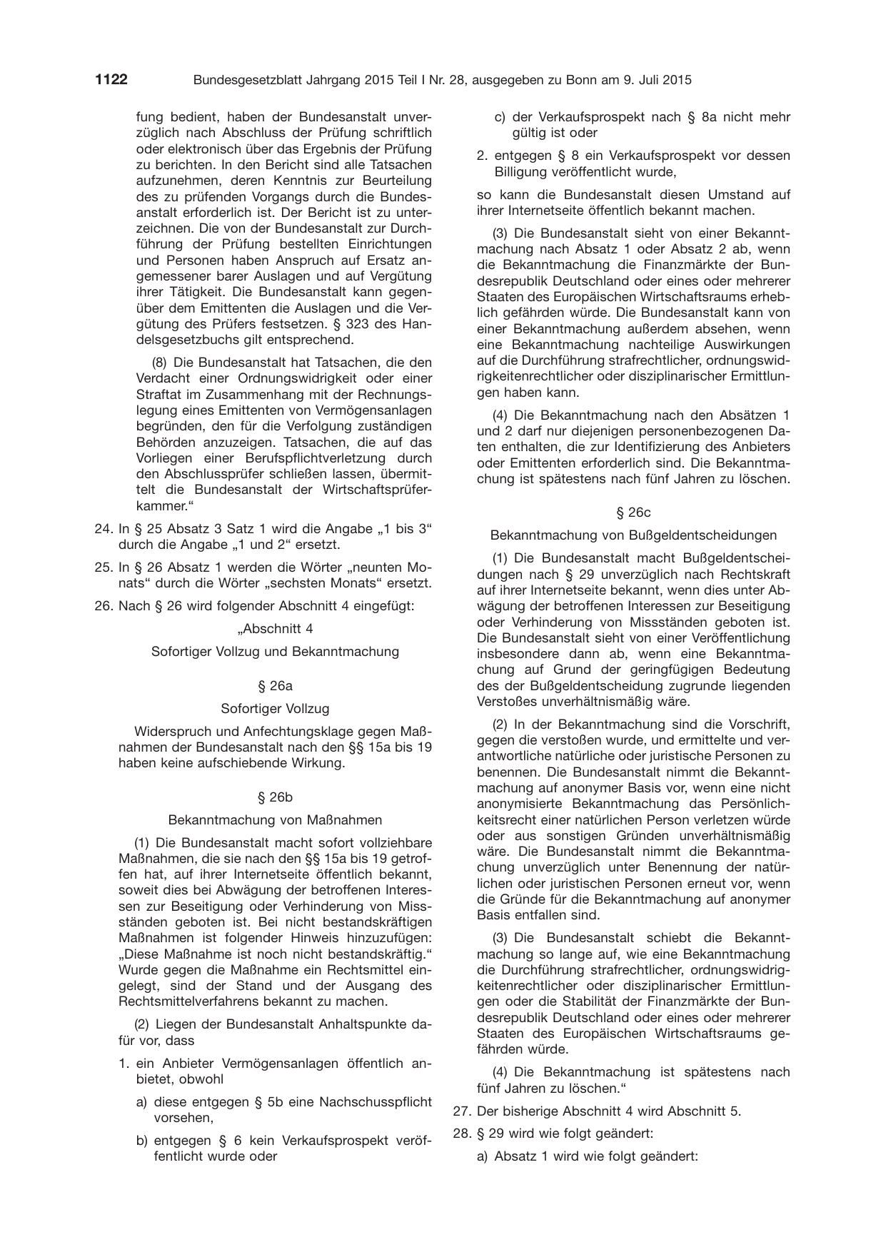 BGBl. 2015, Seite 1122 — Originalseite als Abbildung