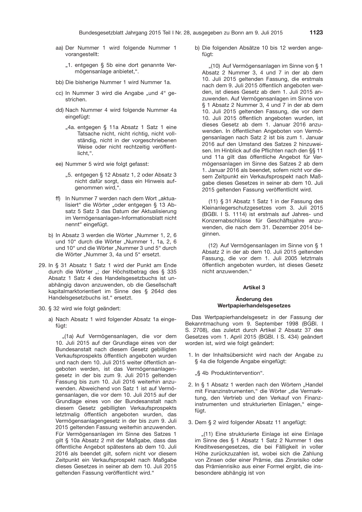 BGBl. 2015, Seite 1123 — Originalseite als Abbildung