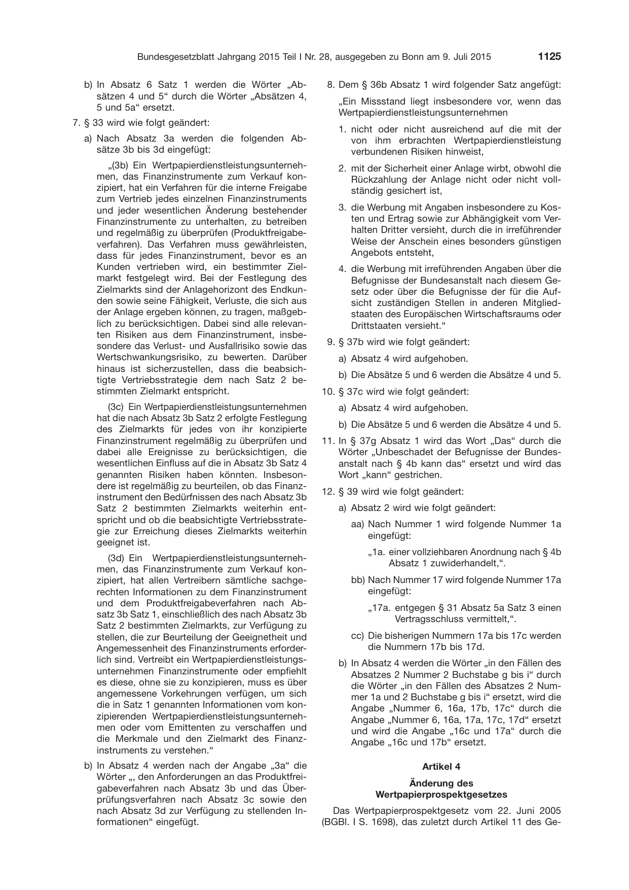BGBl. 2015, Seite 1125 — Originalseite als Abbildung