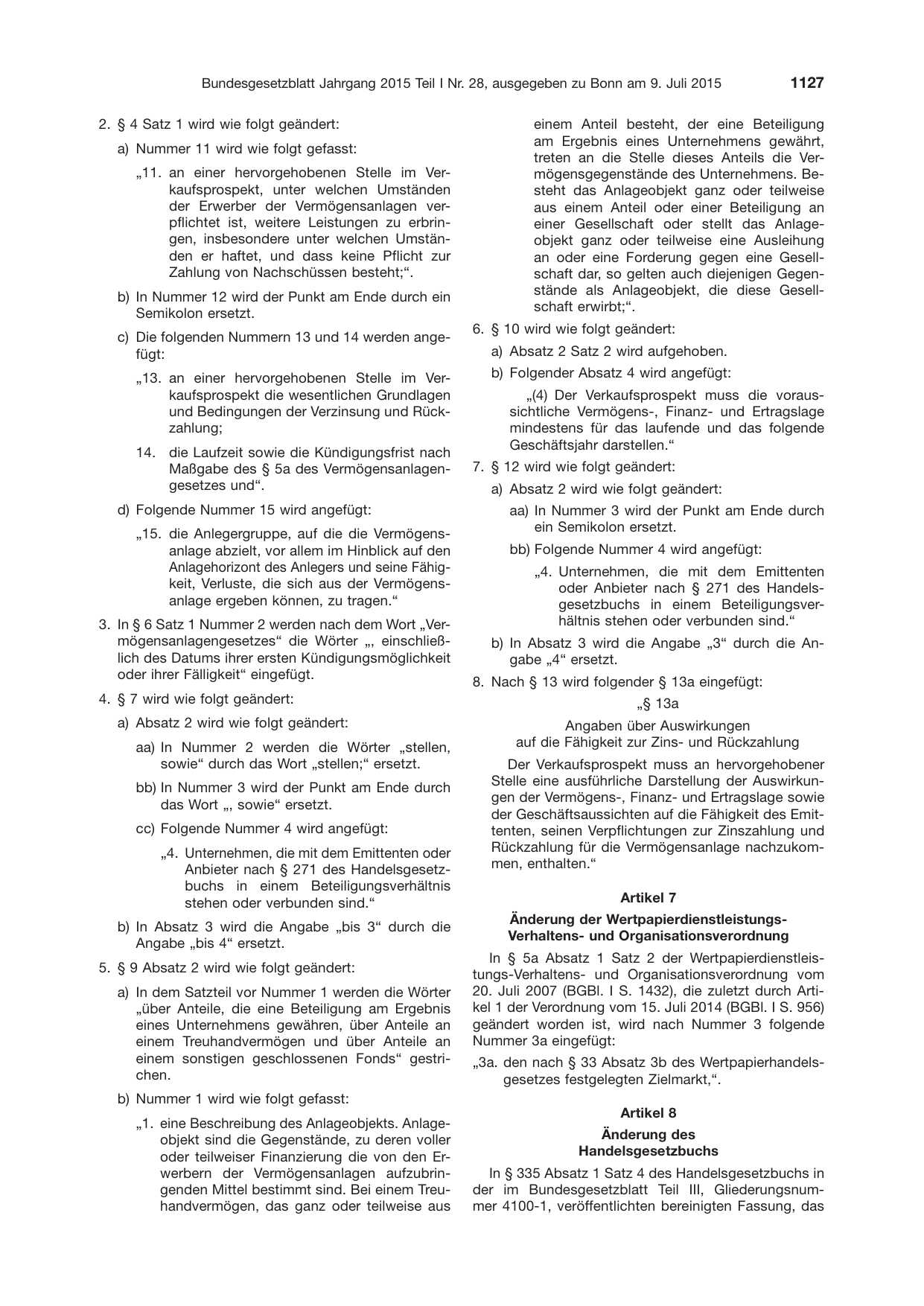 BGBl. 2015, Seite 1127 — Originalseite als Abbildung