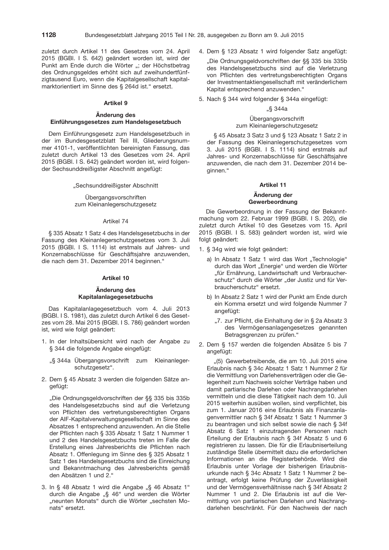 BGBl. 2015, Seite 1128 — Originalseite als Abbildung