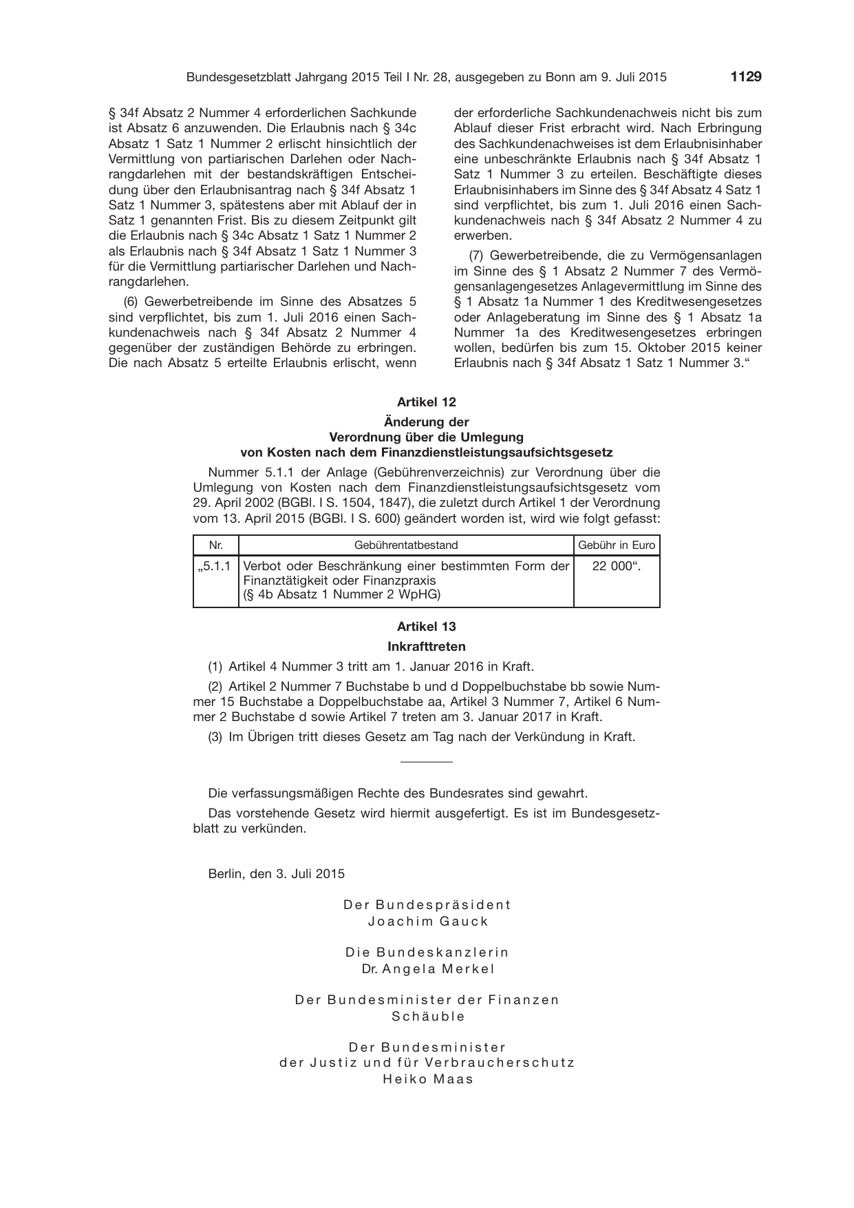 BGBl. 2015, Seite 1129 — Originalseite als Abbildung