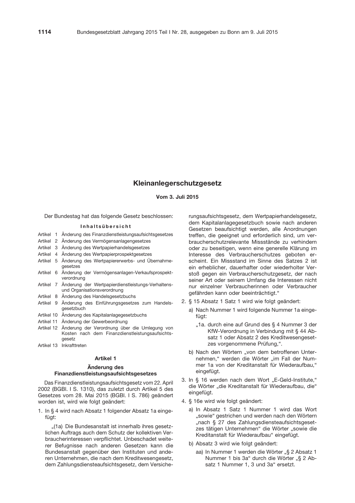 BGBl. 2015, Seite 1114 — Originalseite als Abbildung