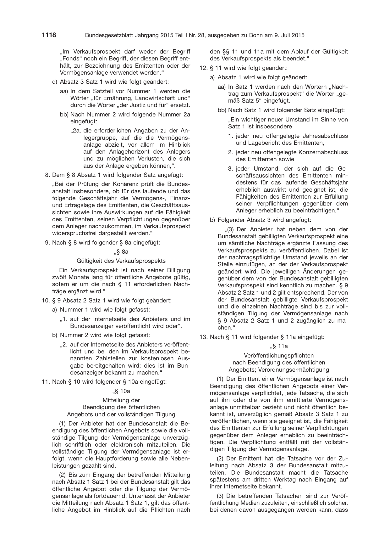 BGBl. 2015, Seite 1118 — Originalseite als Abbildung