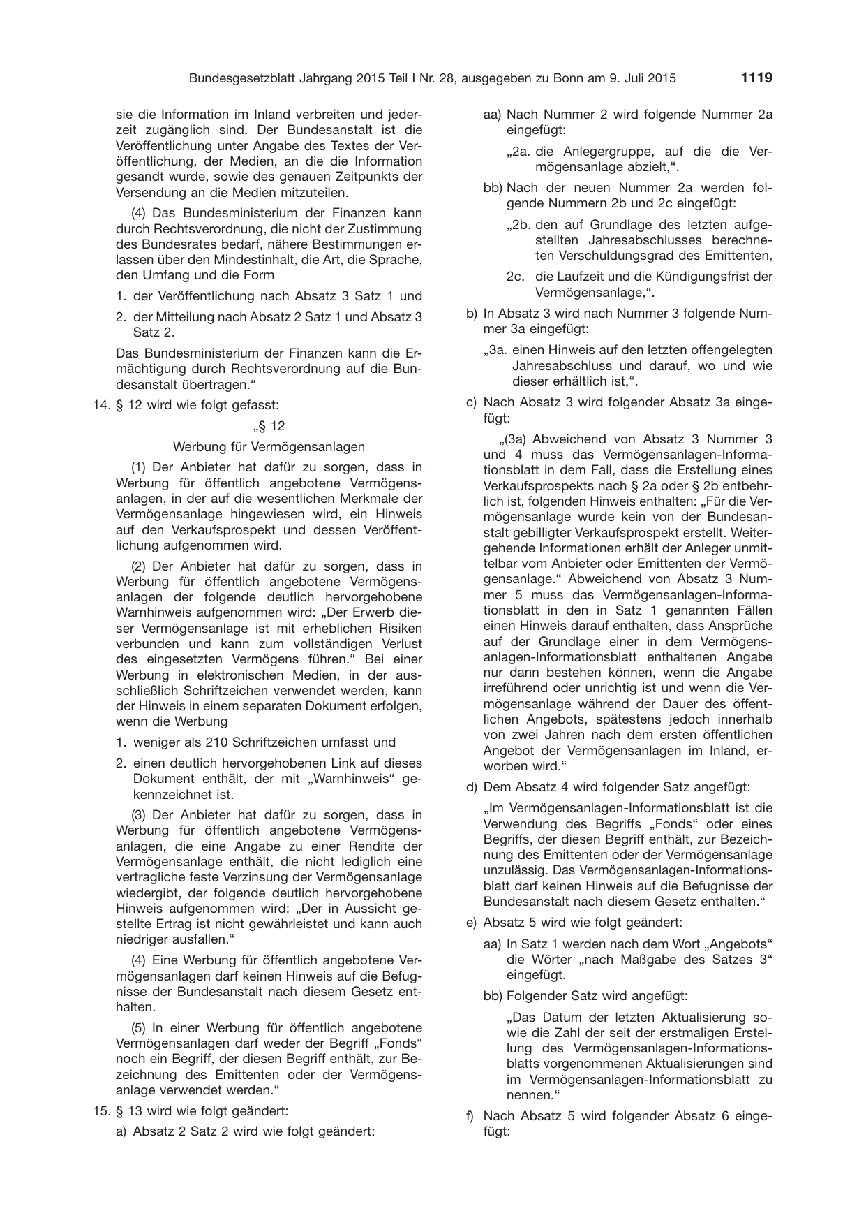 BGBl. 2015, Seite 1119 — Originalseite als Abbildung