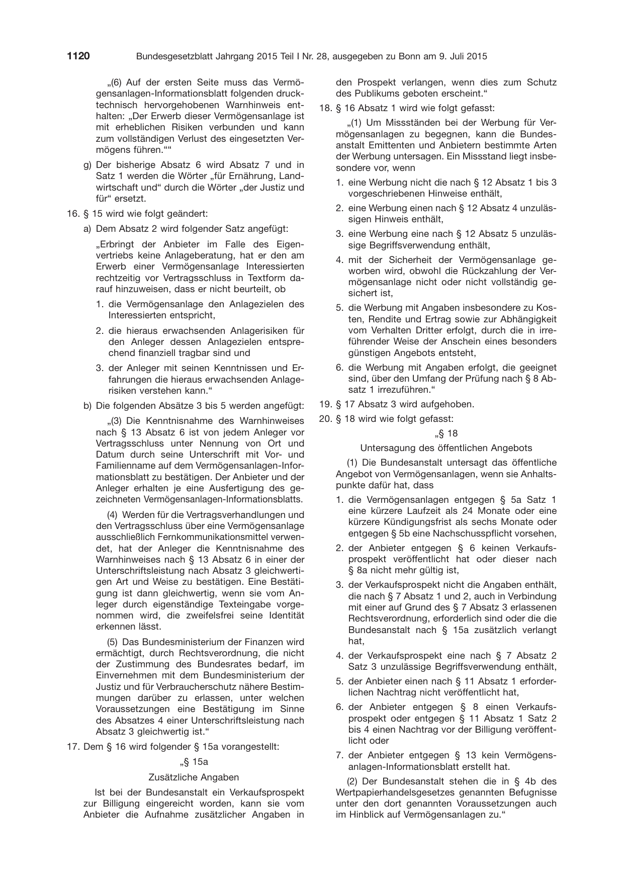 BGBl. 2015, Seite 1120 — Originalseite als Abbildung