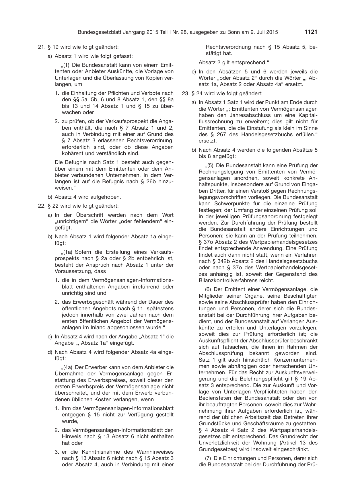 BGBl. 2015, Seite 1121 — Originalseite als Abbildung