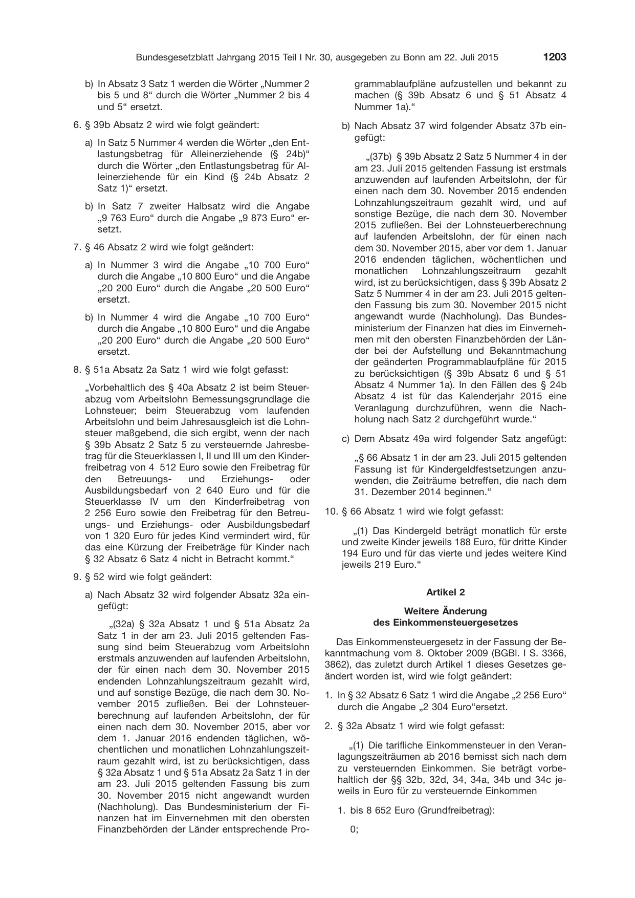 BGBl. 2015, Seite 1203 — Originalseite als Abbildung