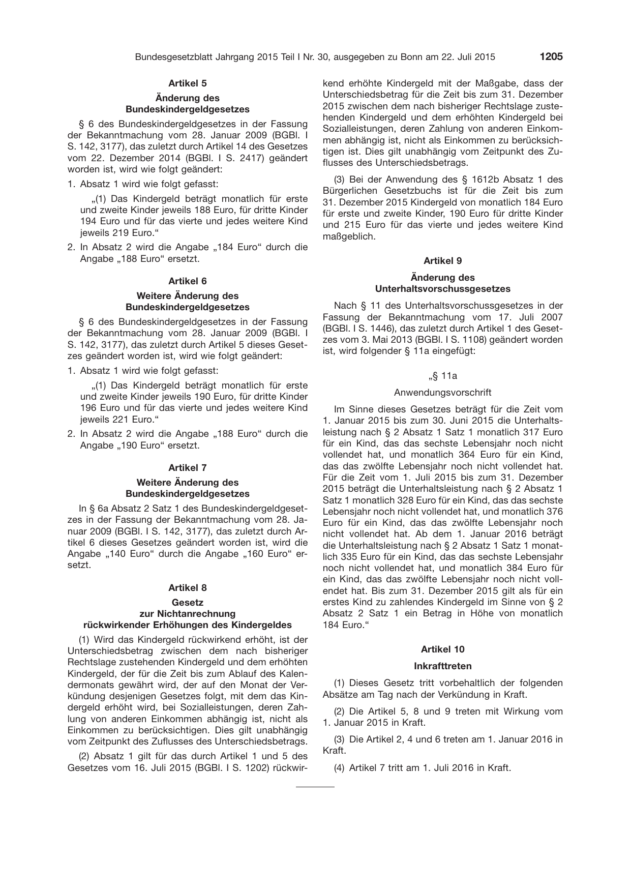 BGBl. 2015, Seite 1205 — Originalseite als Abbildung