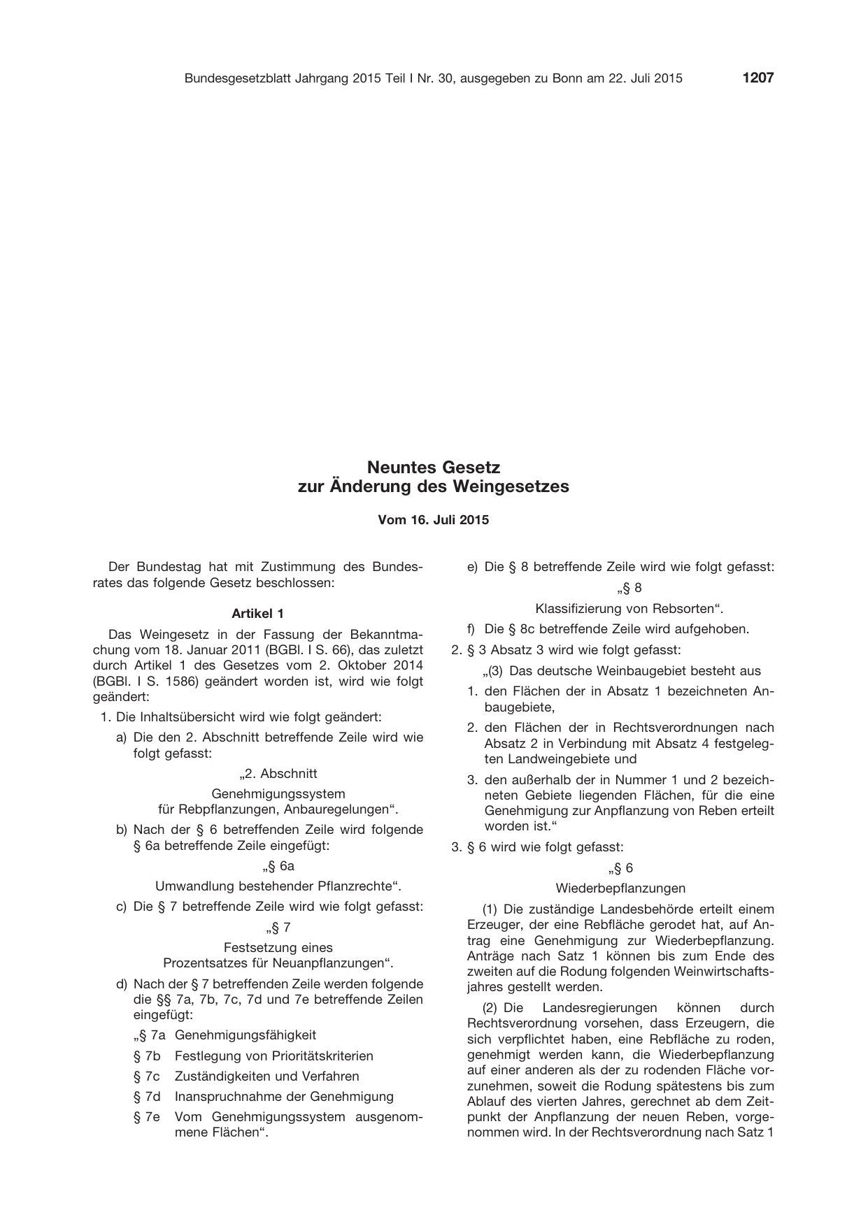 BGBl. 2015, Seite 1207 — Originalseite als Abbildung