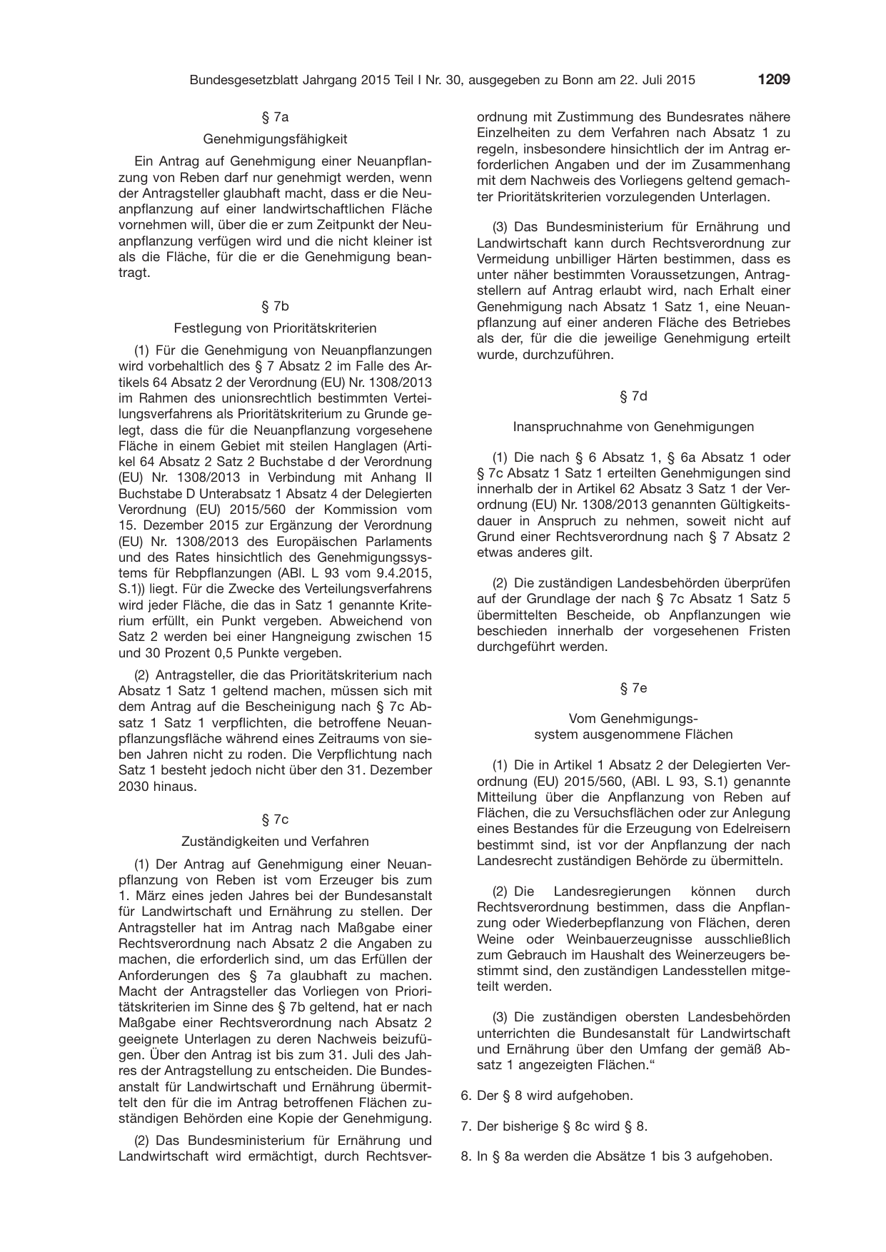 BGBl. 2015, Seite 1209 — Originalseite als Abbildung