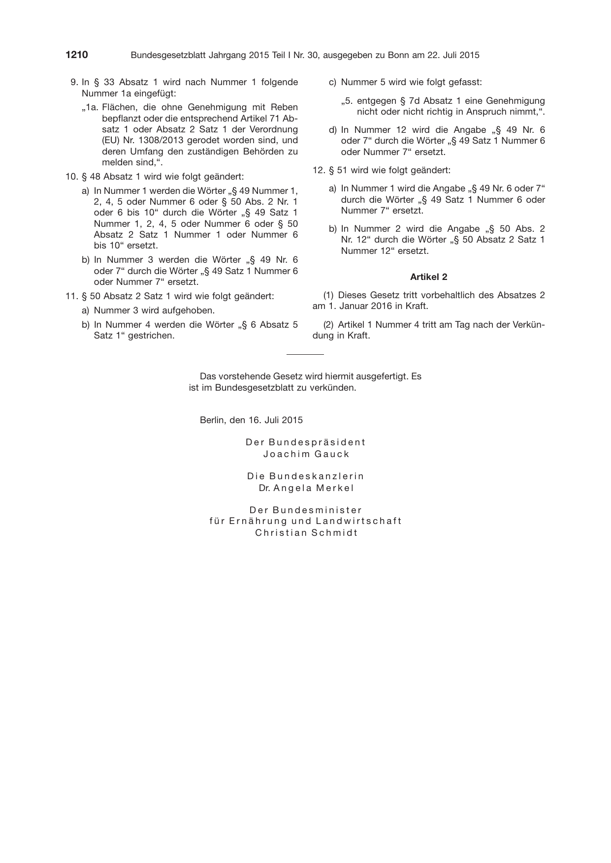BGBl. 2015, Seite 1210 — Originalseite als Abbildung