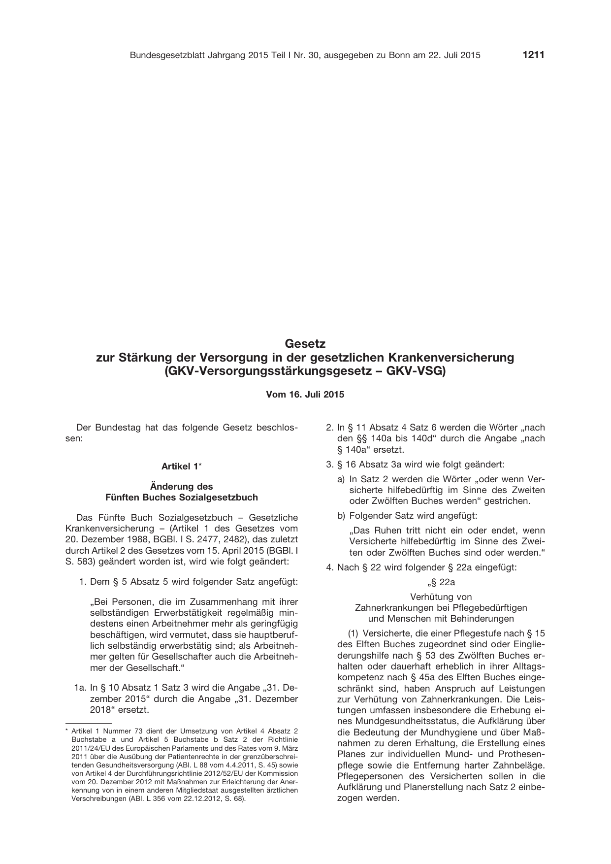 BGBl. 2015, Seite 1211 — Originalseite als Abbildung