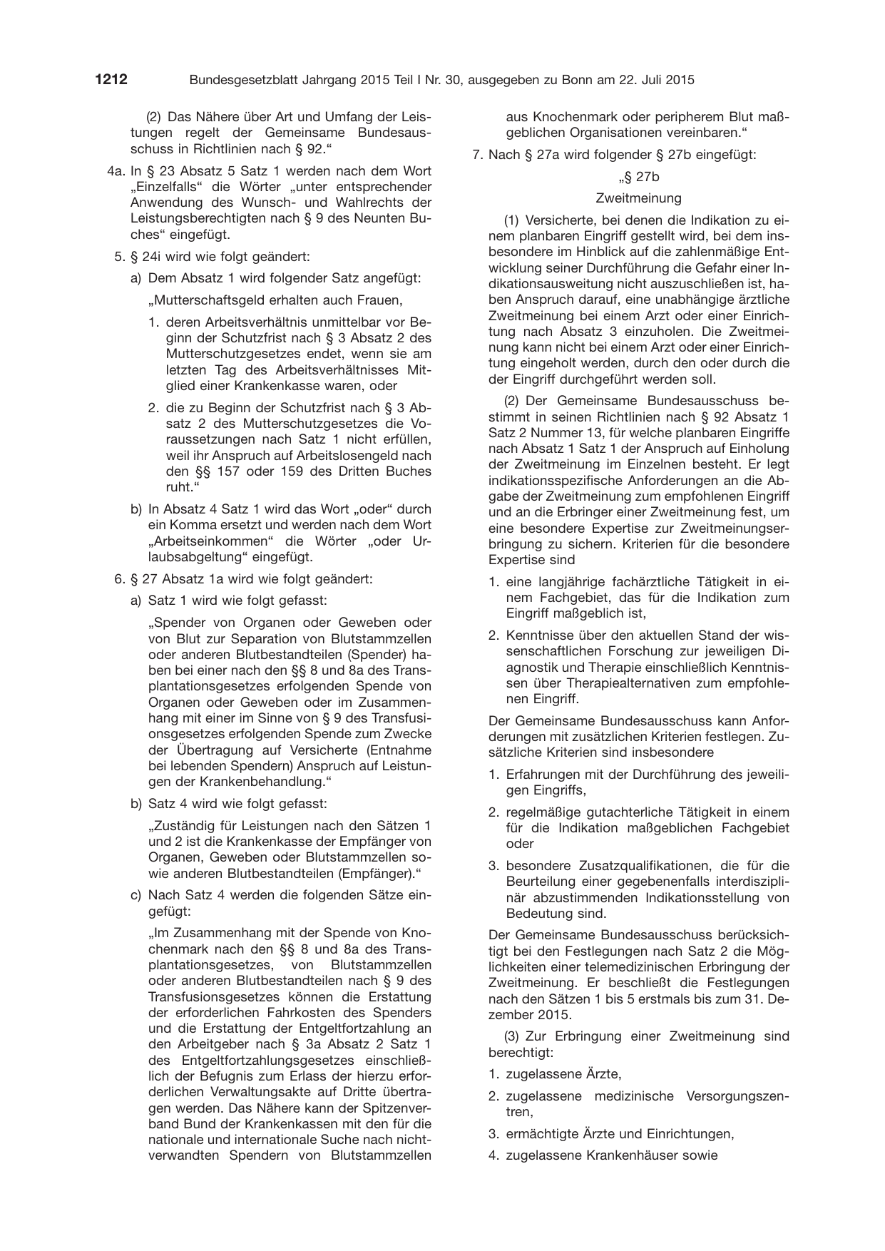 BGBl. 2015, Seite 1212 — Originalseite als Abbildung