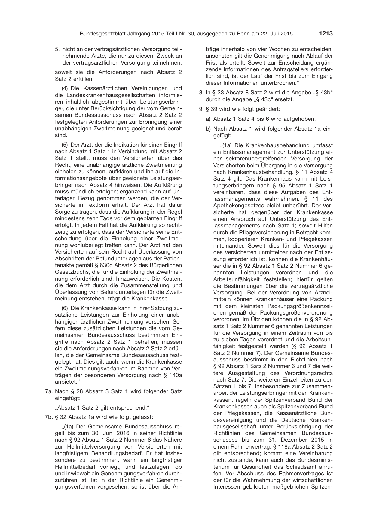 BGBl. 2015, Seite 1213 — Originalseite als Abbildung