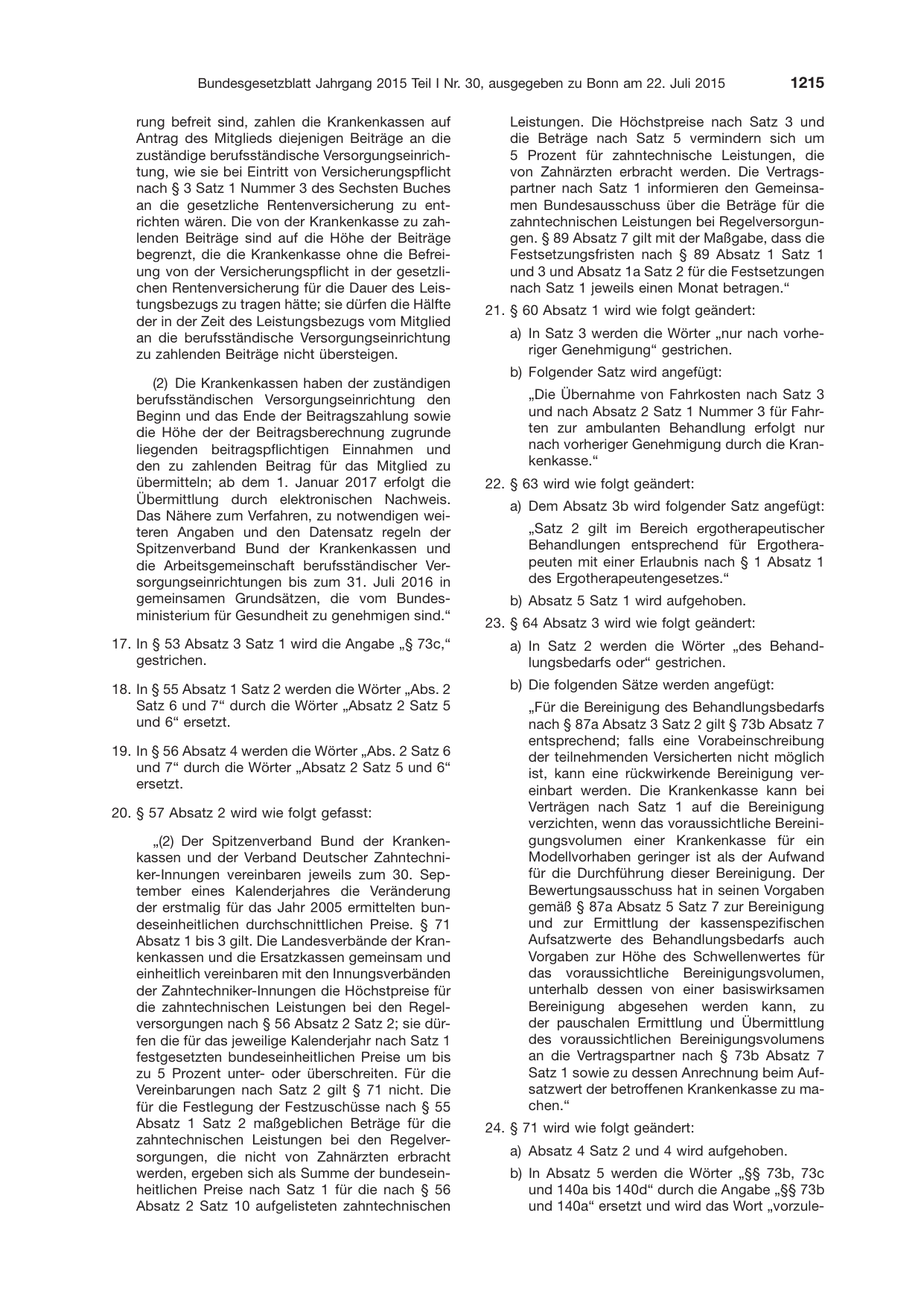 BGBl. 2015, Seite 1215 — Originalseite als Abbildung