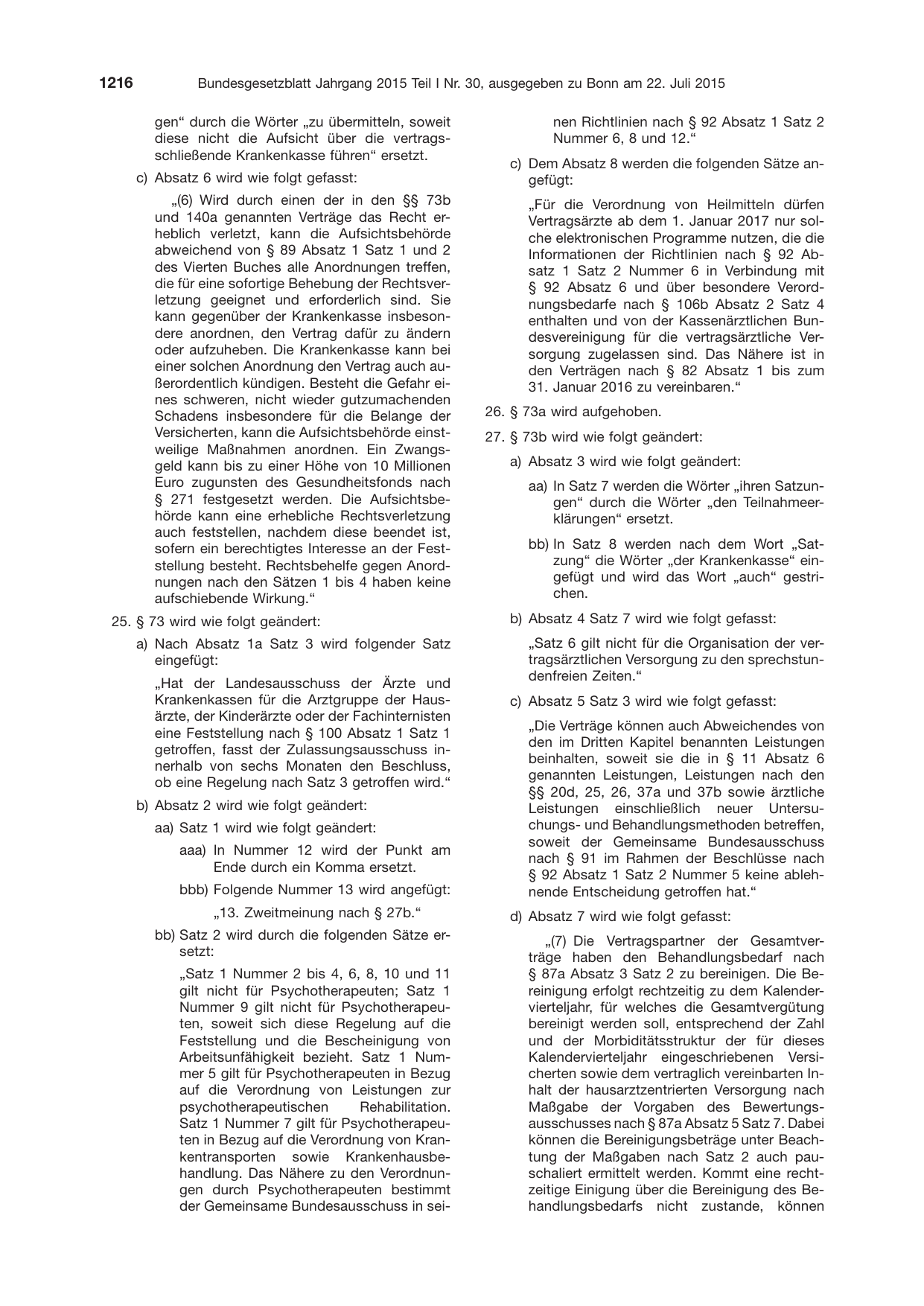 BGBl. 2015, Seite 1216 — Originalseite als Abbildung