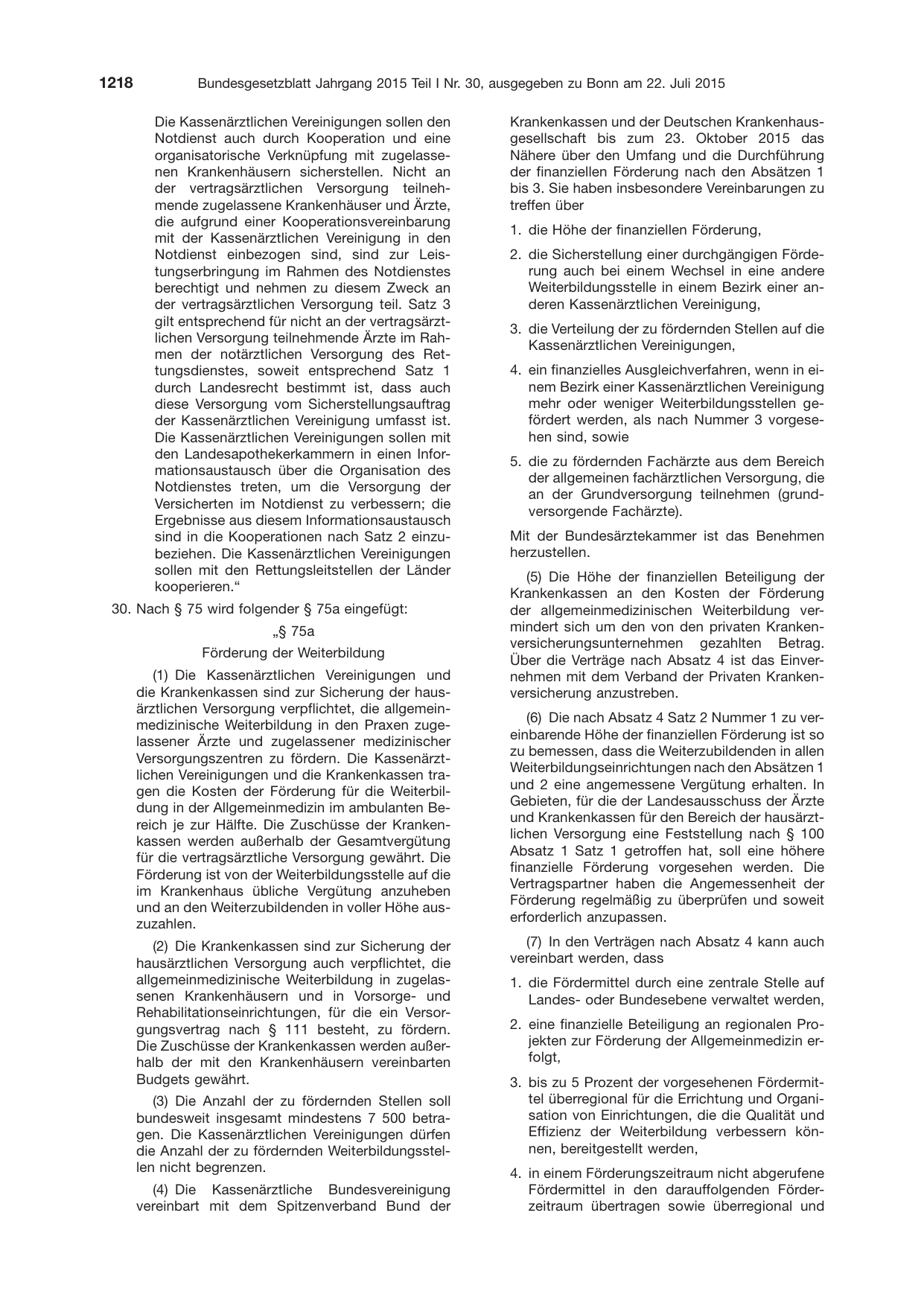 BGBl. 2015, Seite 1218 — Originalseite als Abbildung