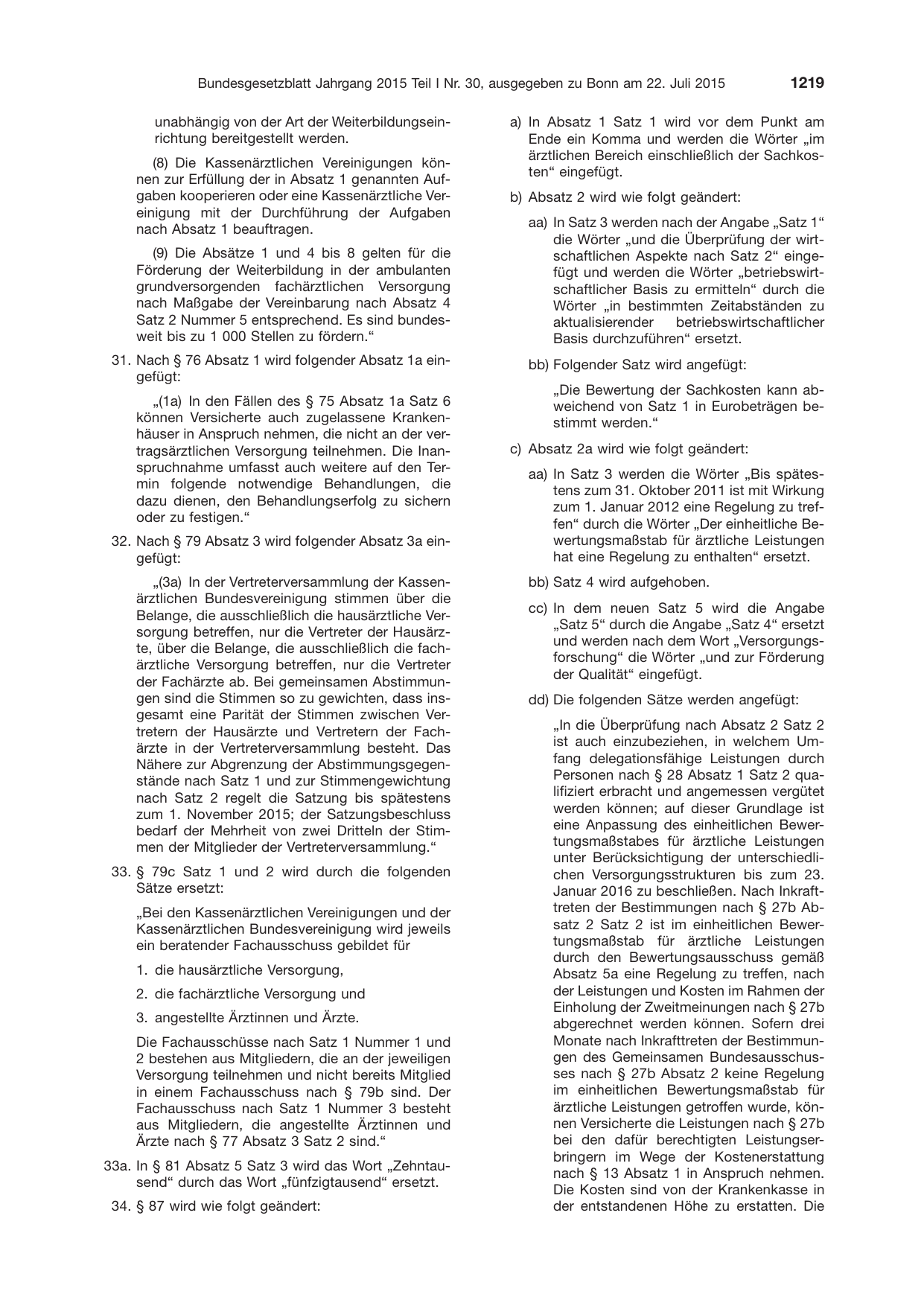 BGBl. 2015, Seite 1219 — Originalseite als Abbildung