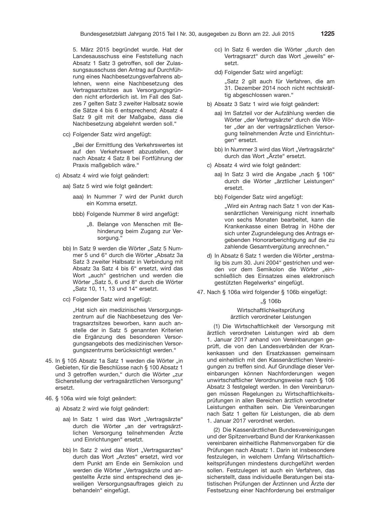 BGBl. 2015, Seite 1225 — Originalseite als Abbildung