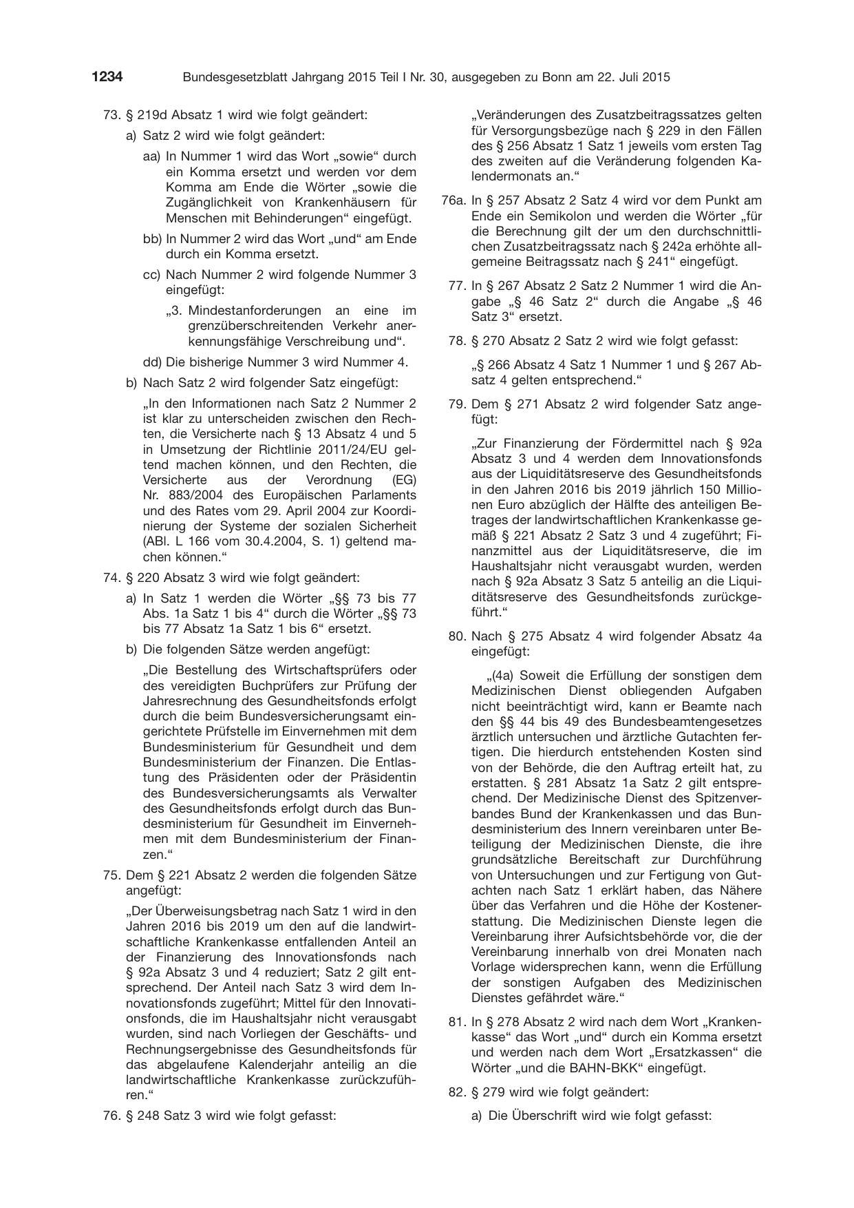 BGBl. 2015, Seite 1234 — Originalseite als Abbildung