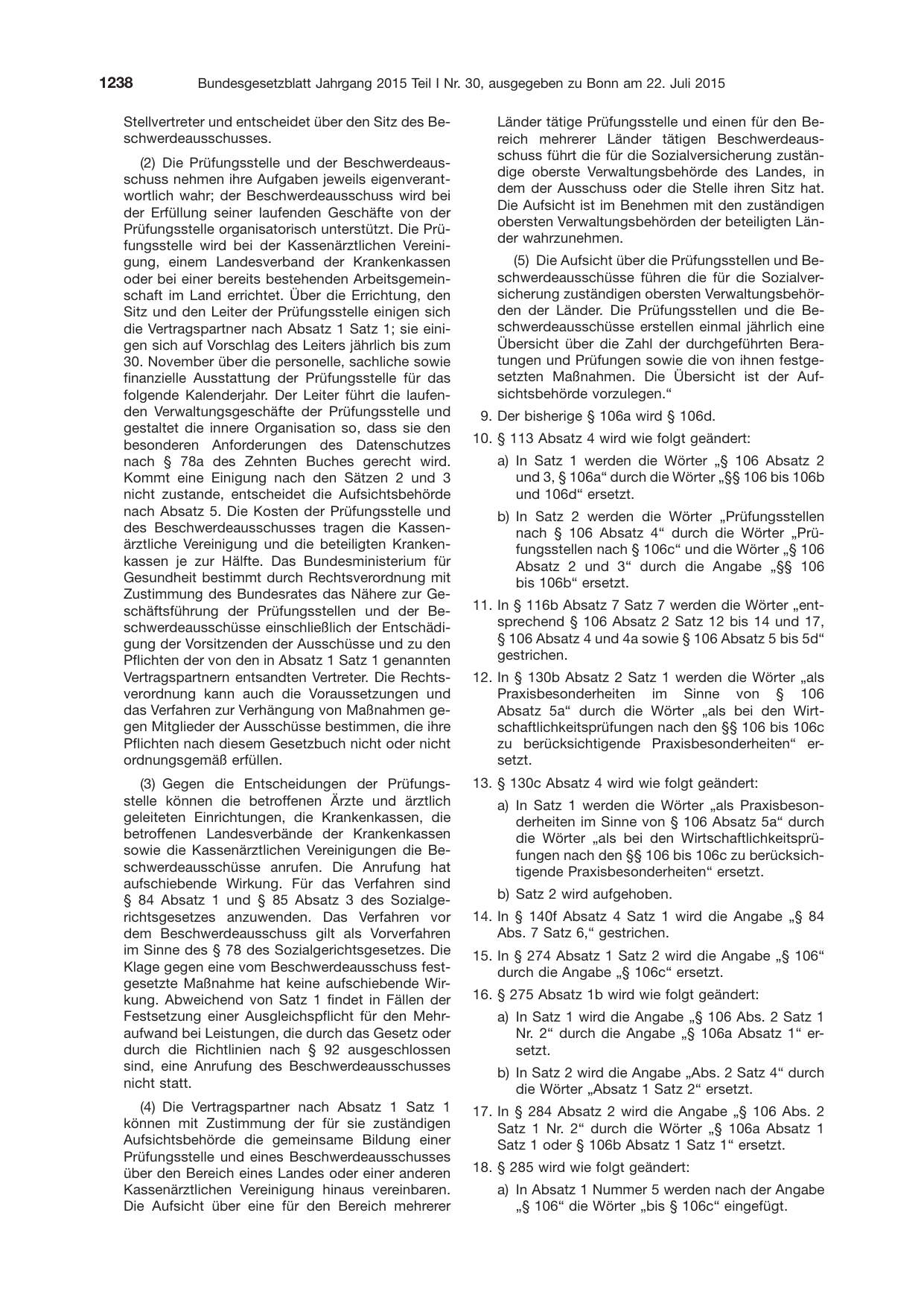 BGBl. 2015, Seite 1238 — Originalseite als Abbildung