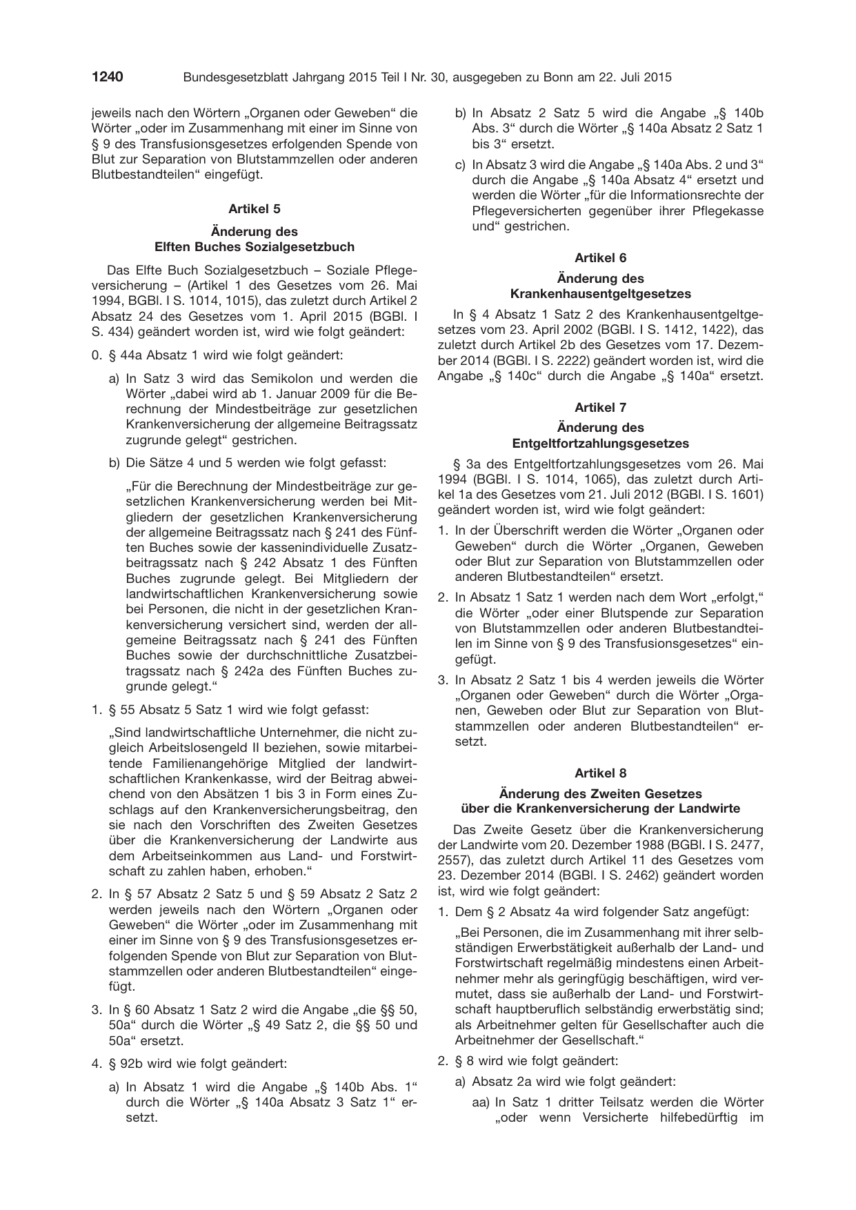 BGBl. 2015, Seite 1240 — Originalseite als Abbildung