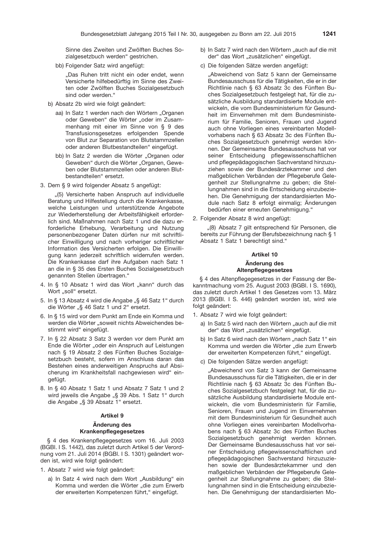 BGBl. 2015, Seite 1241 — Originalseite als Abbildung