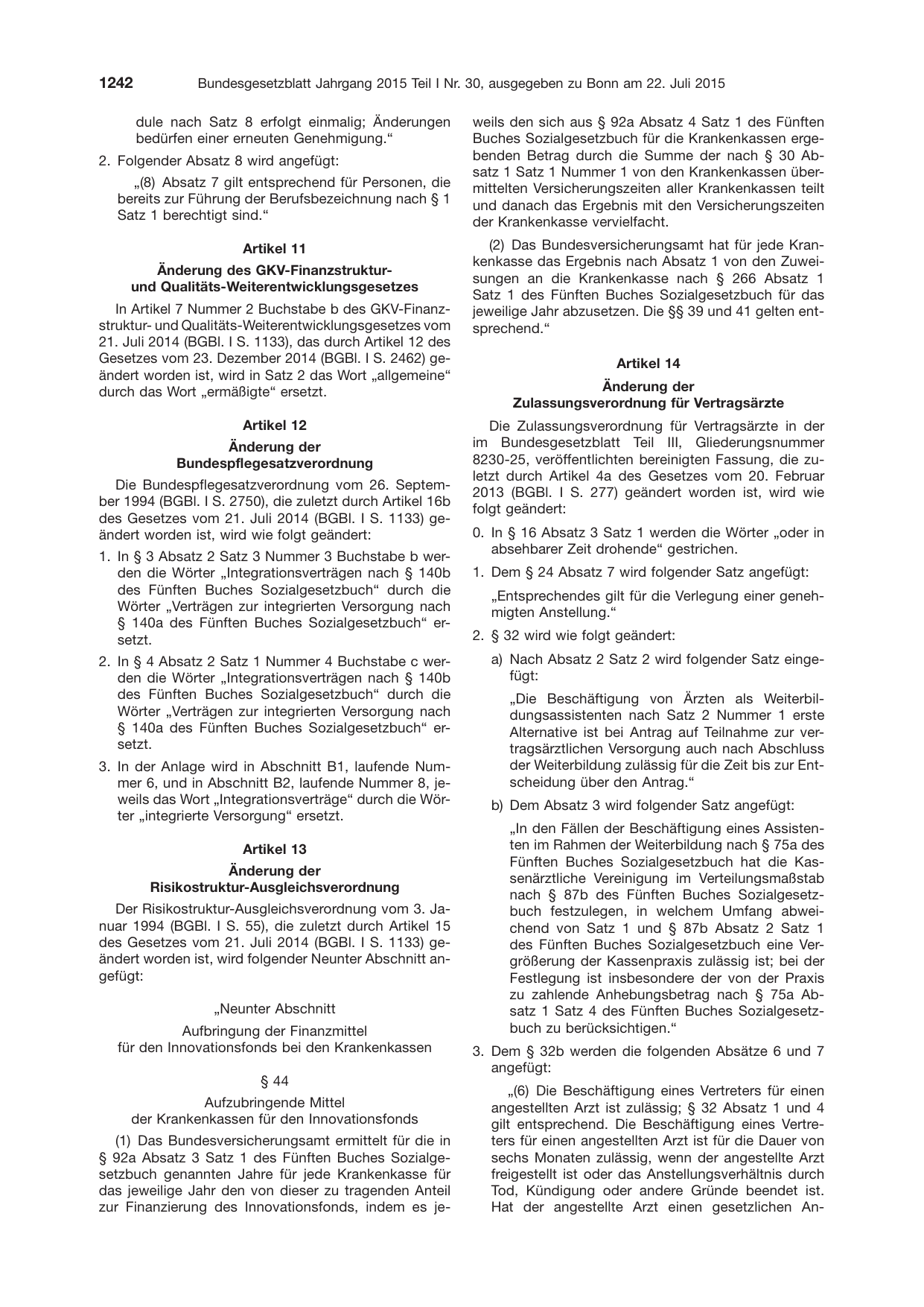 BGBl. 2015, Seite 1242 — Originalseite als Abbildung
