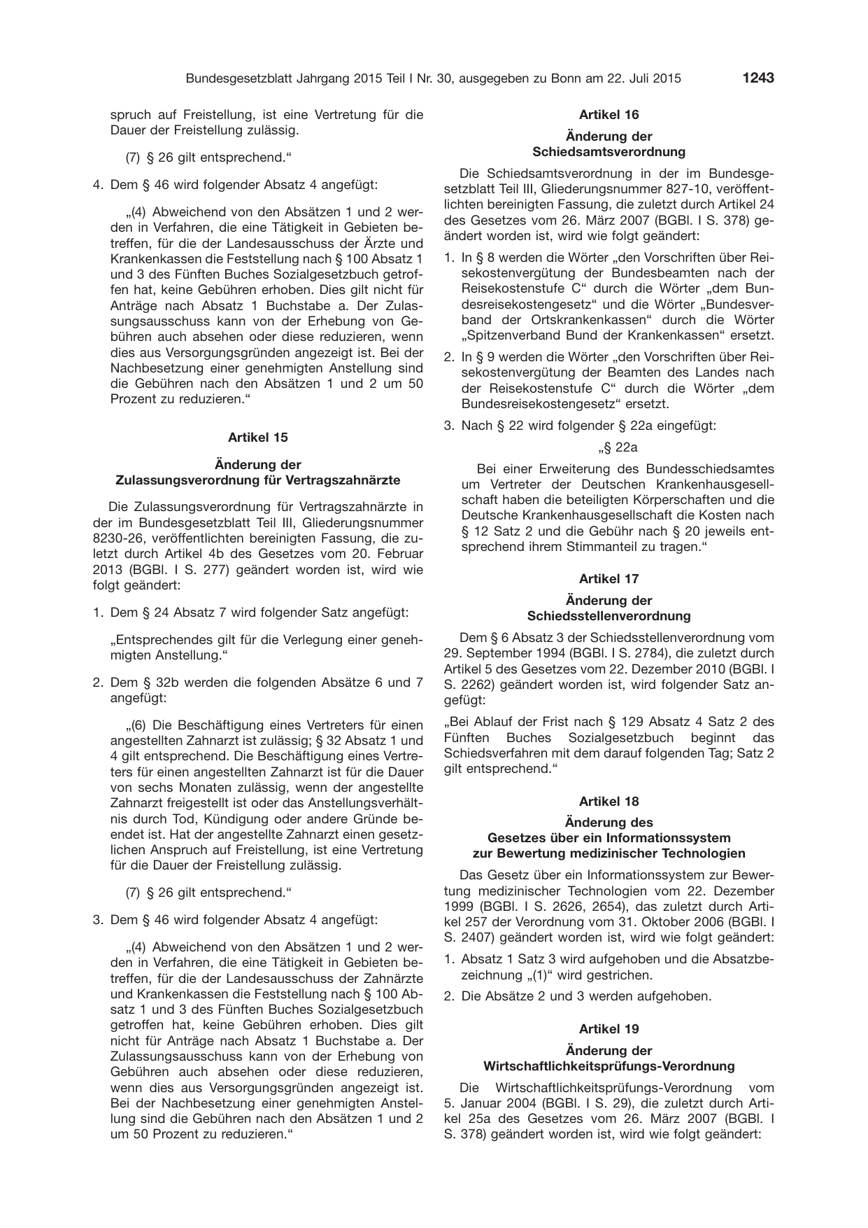 BGBl. 2015, Seite 1243 — Originalseite als Abbildung