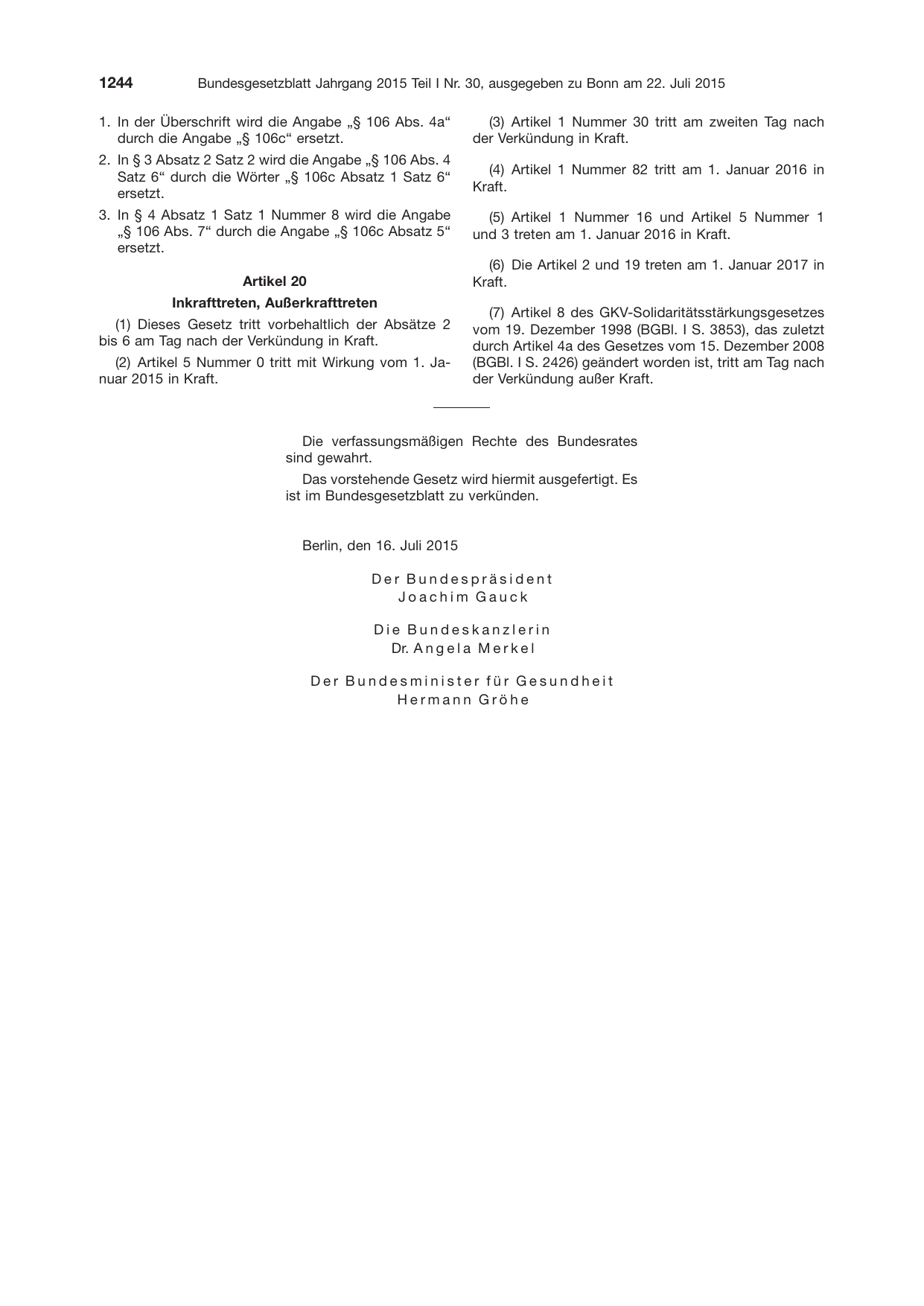 BGBl. 2015, Seite 1244 — Originalseite als Abbildung