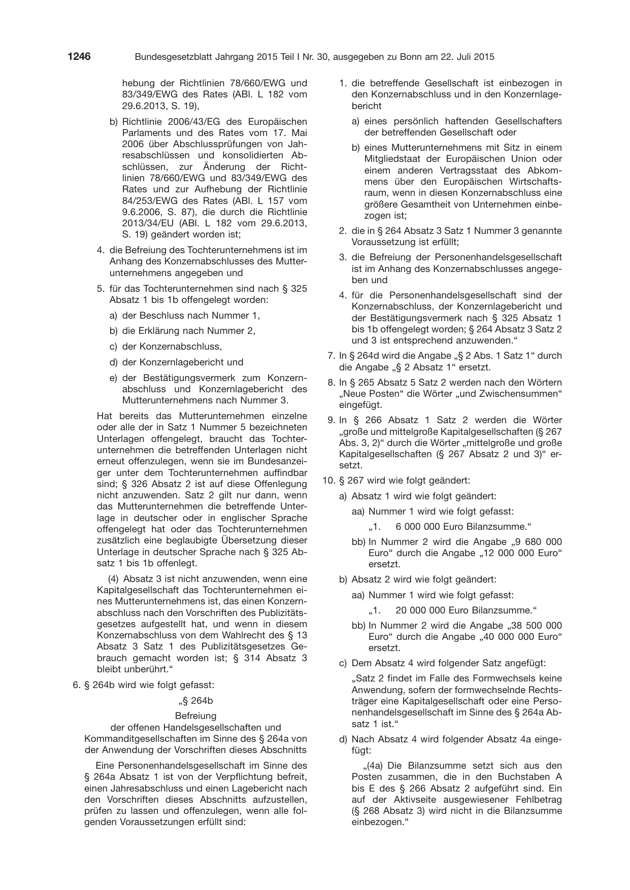 BGBl. 2015, Seite 1246 — Originalseite als Abbildung