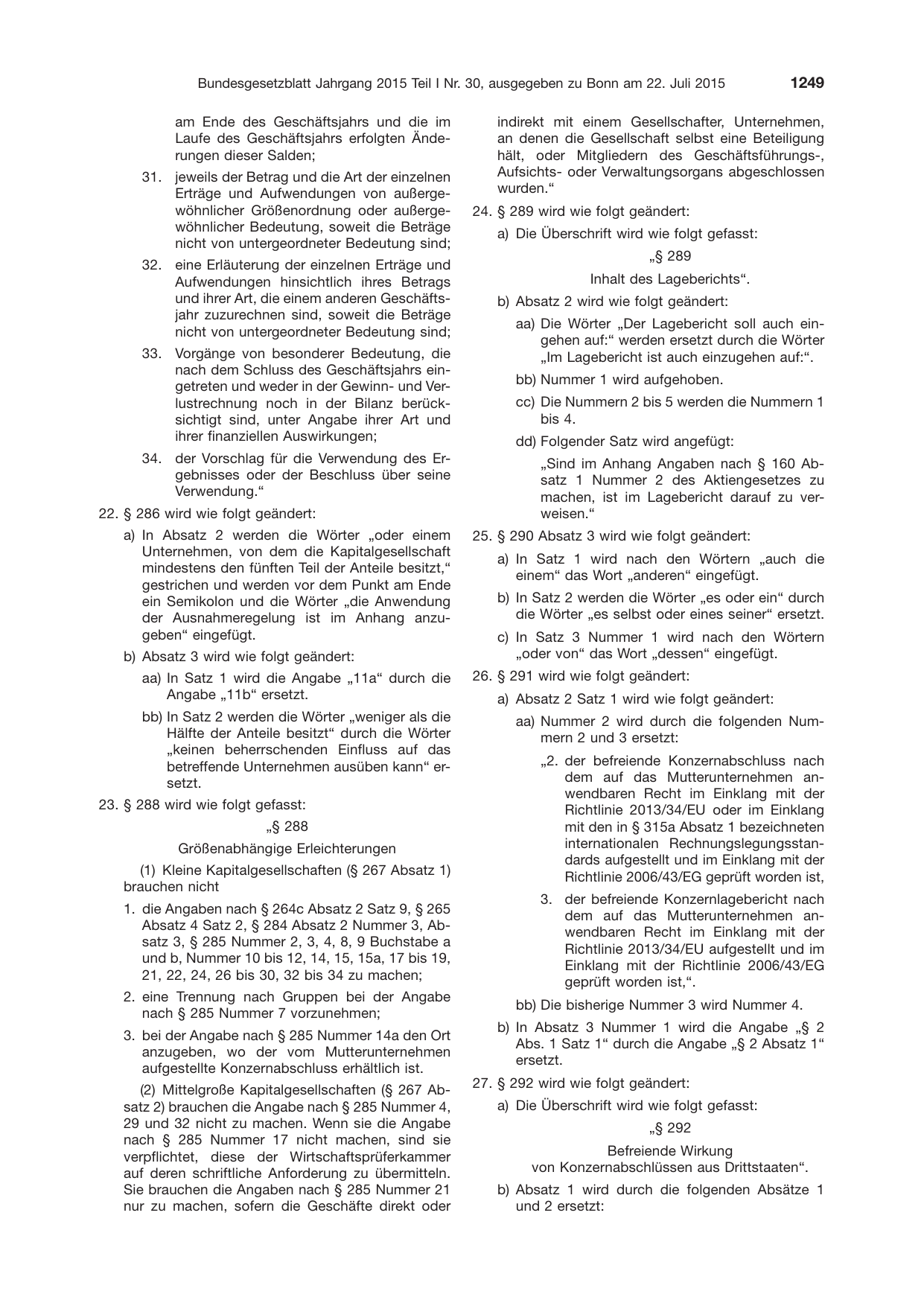BGBl. 2015, Seite 1249 — Originalseite als Abbildung
