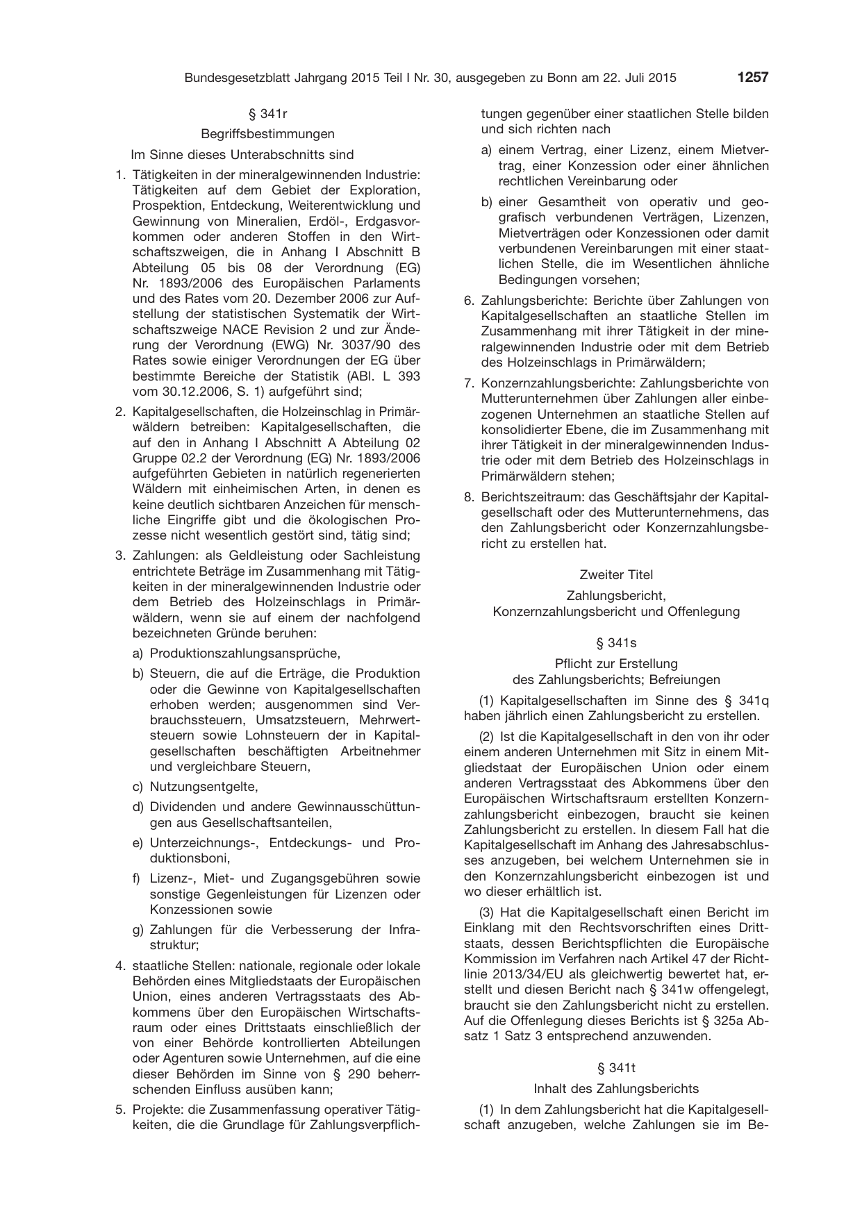 BGBl. 2015, Seite 1257 — Originalseite als Abbildung