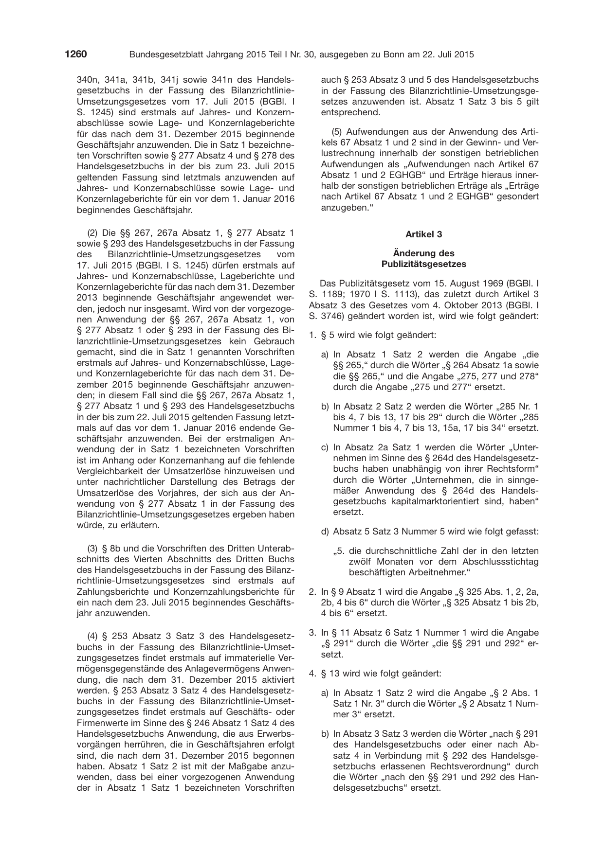 BGBl. 2015, Seite 1260 — Originalseite als Abbildung